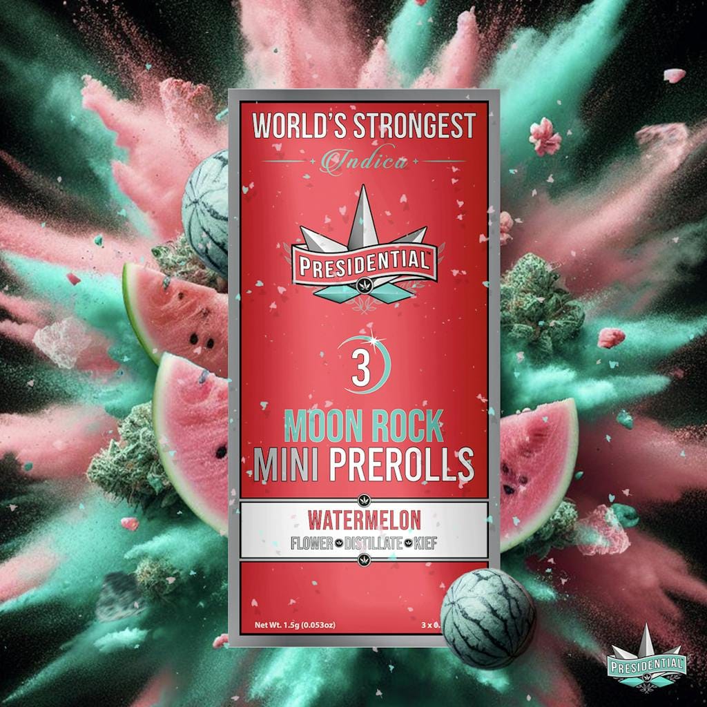 Watermelon - .5g Moon Rock Pre Rolls(3pk) - Presidential - Pre roll Pack - Indica - $23 - Infused Preroll Pack