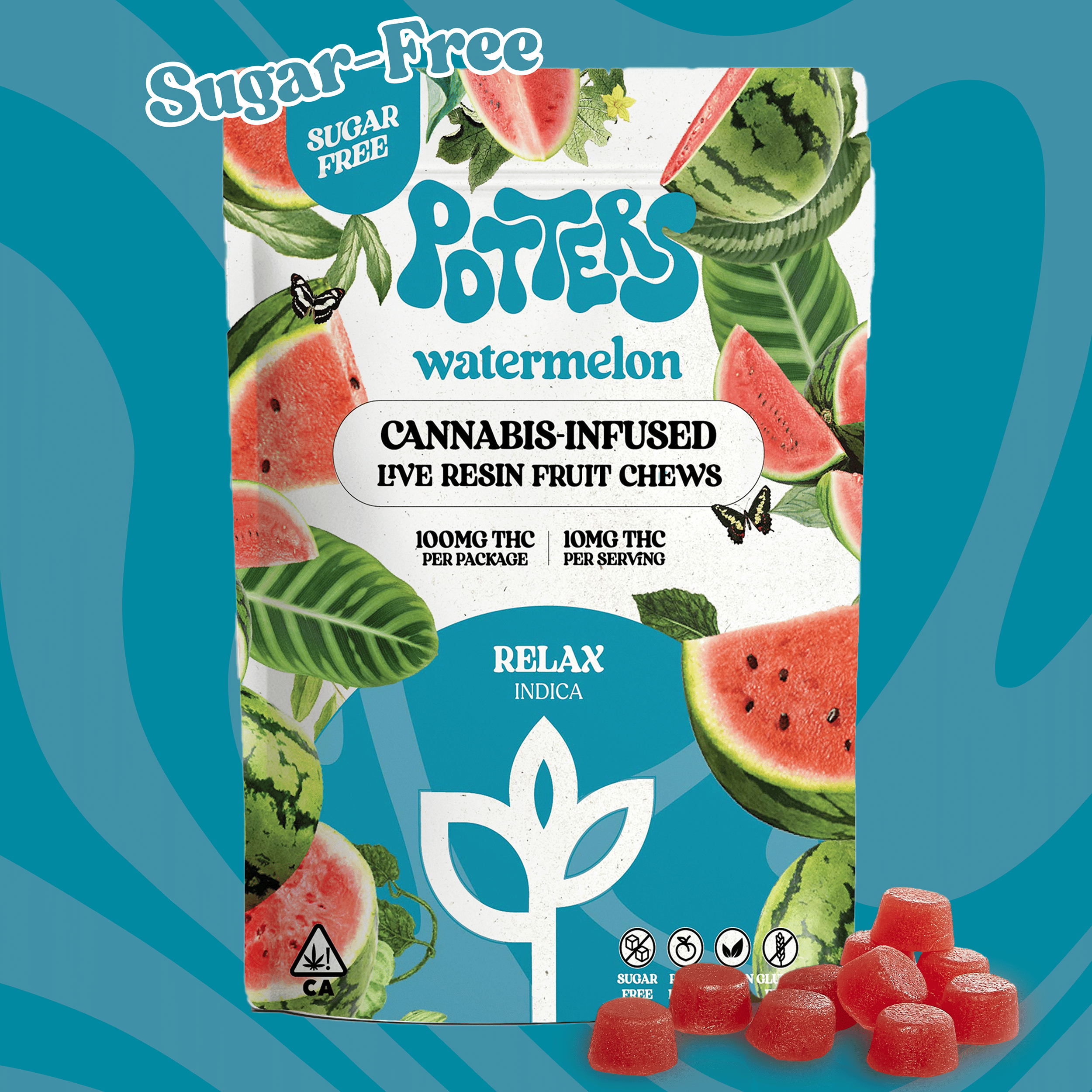 Watermelon Live Resin Fruit Chews 100mg - Potters Cannabis Co. -  - $16.50 - Edible
