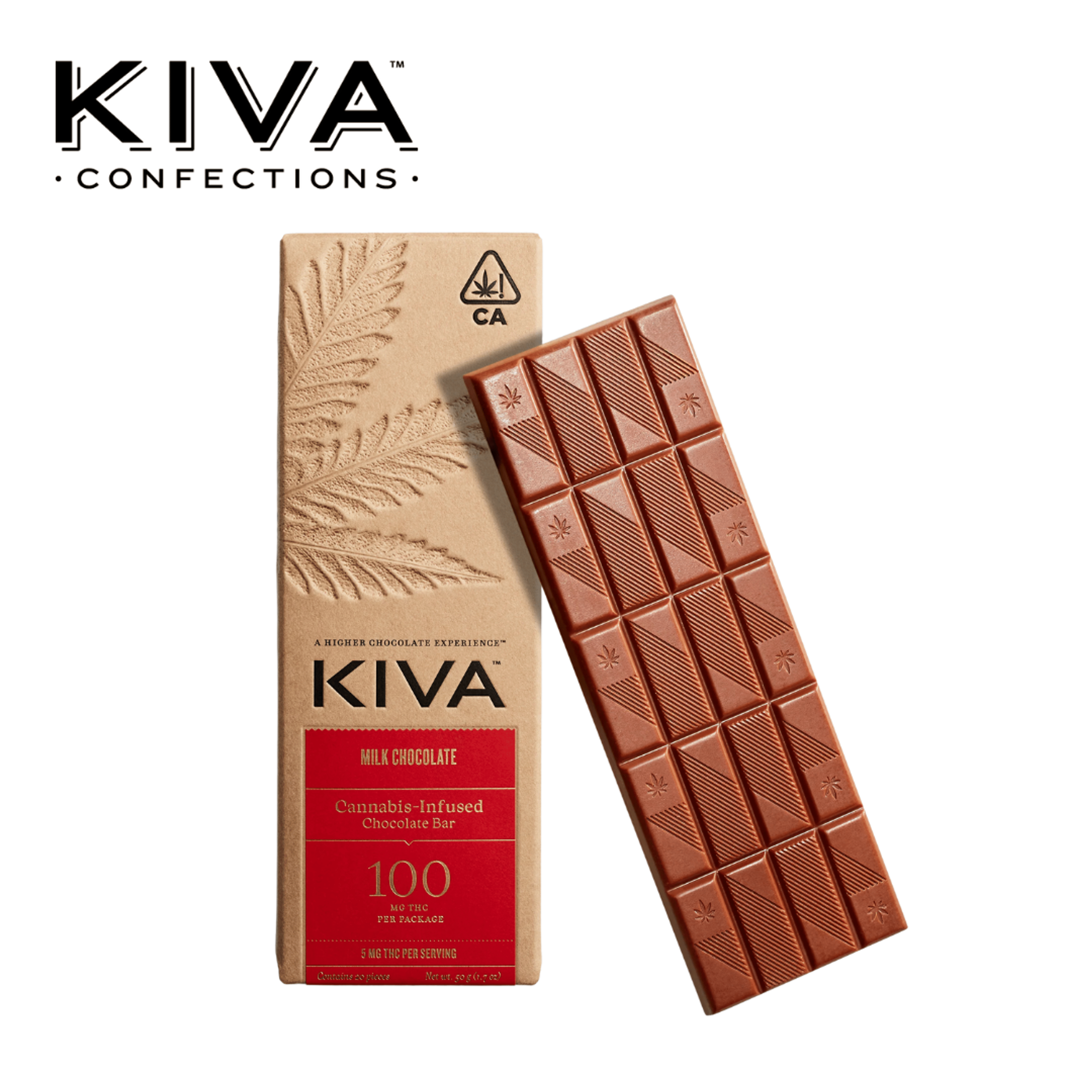 Kiva - Milk Chocolate Bar - 100mg - Kiva - - $24.99 - Edibles