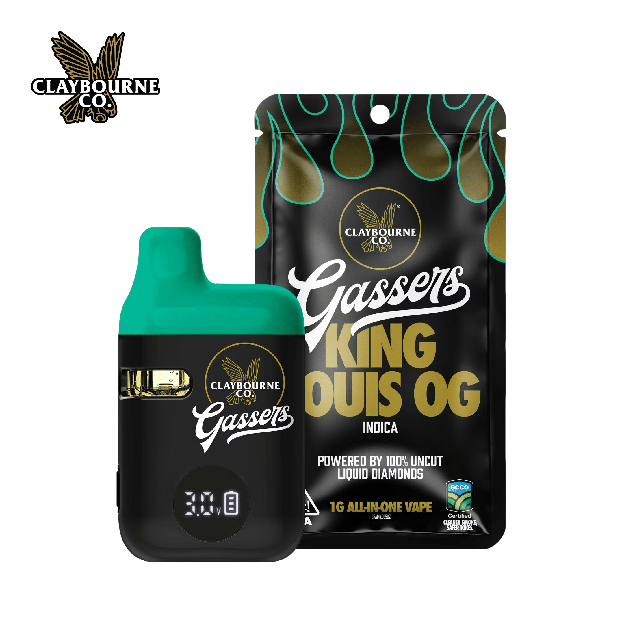 Claybourne Co - King Louis OG - Gassers - All-In-One Liquid Diamonds Vape - 1g - Claybourne Co. - King Louis OG - $29.99 - Disposable Vapes