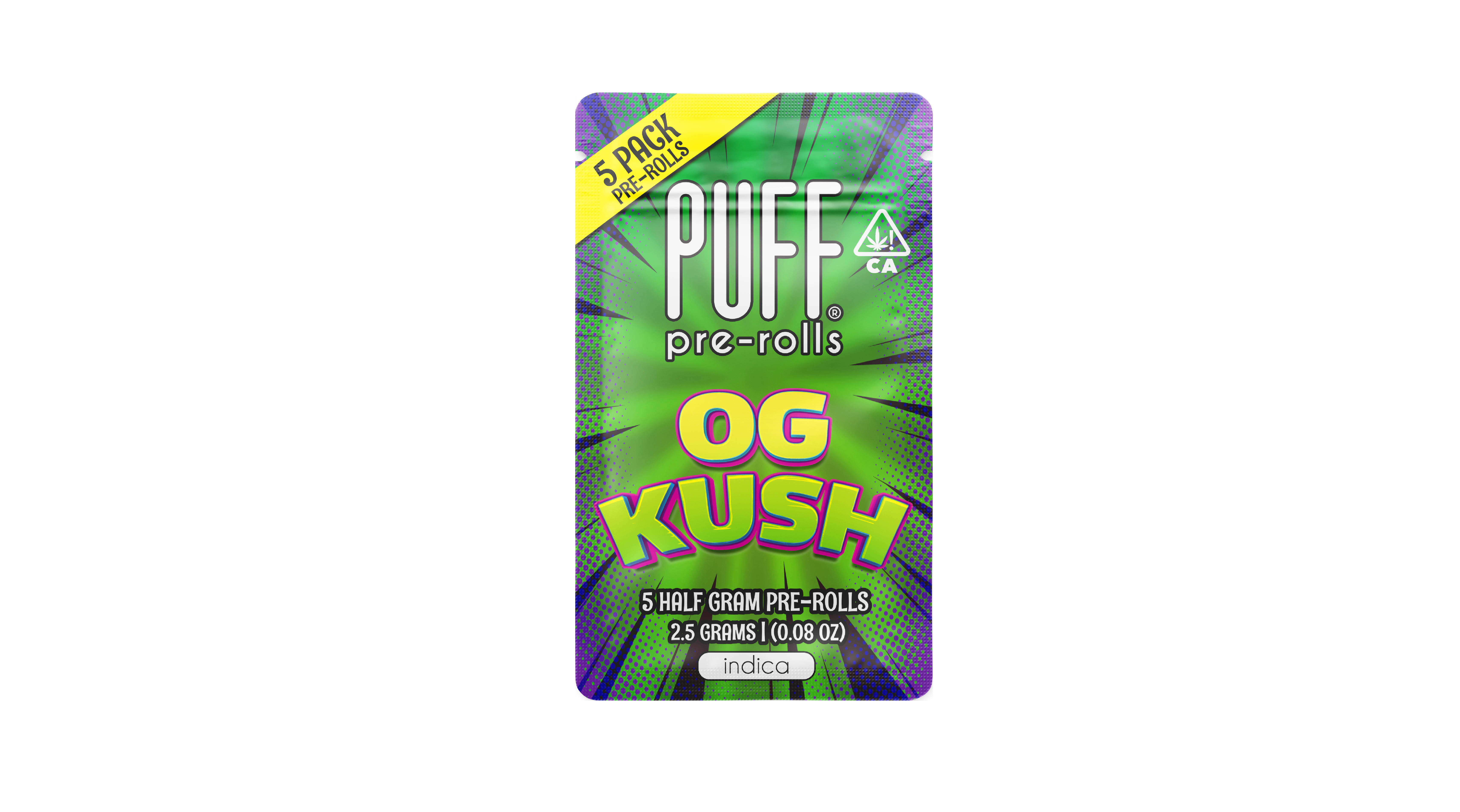 OG Kush - 2.5g 5 Preroll Pack - Puff - Preroll Pack Indica - $15 - Pre-Roll Packs
