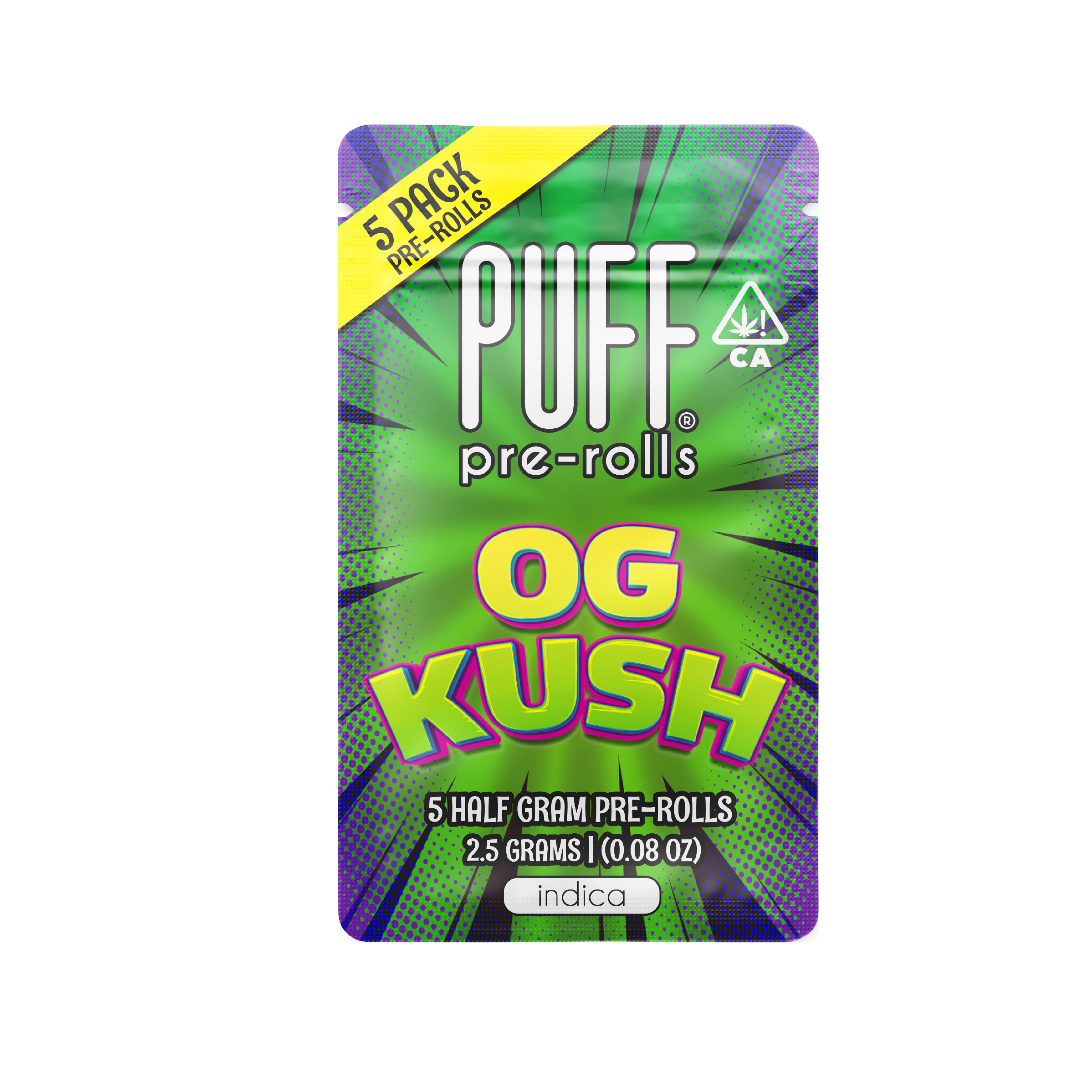 OG Kush - 2.5g 5 Preroll Pack - Puff - Preroll Pack Indica - $15 - Pre-Roll Packs