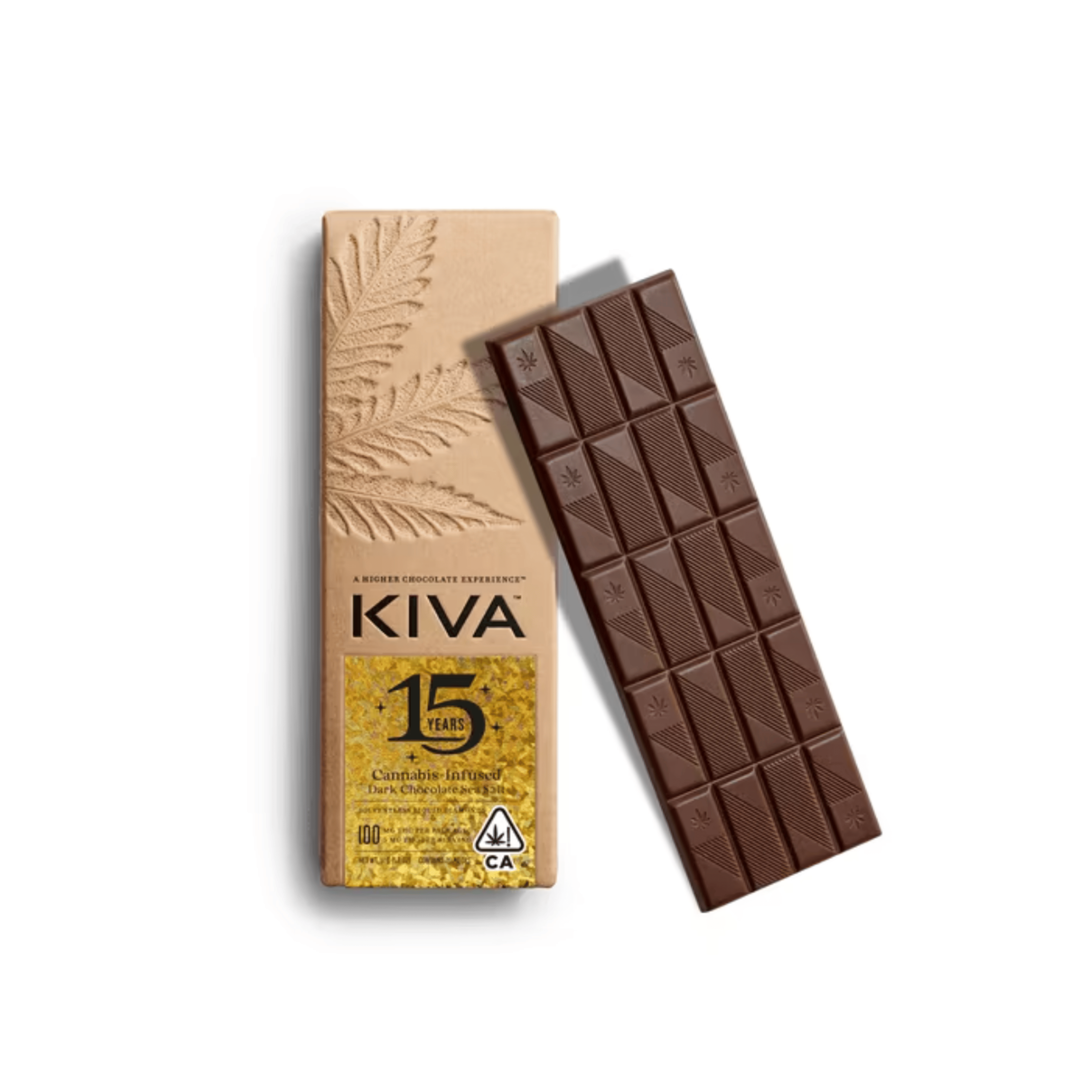 Dark Chocolate Sea Salt - 100mg Bar - Kiva - 100mg Chocolate Bar Hybrid - $25 - Edibles