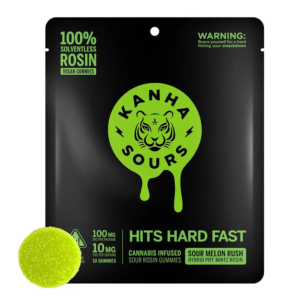 Sour Melon Rush - 100mg Rosin Sours - Kanha - Hybrid Gummy - $23 - Gummies