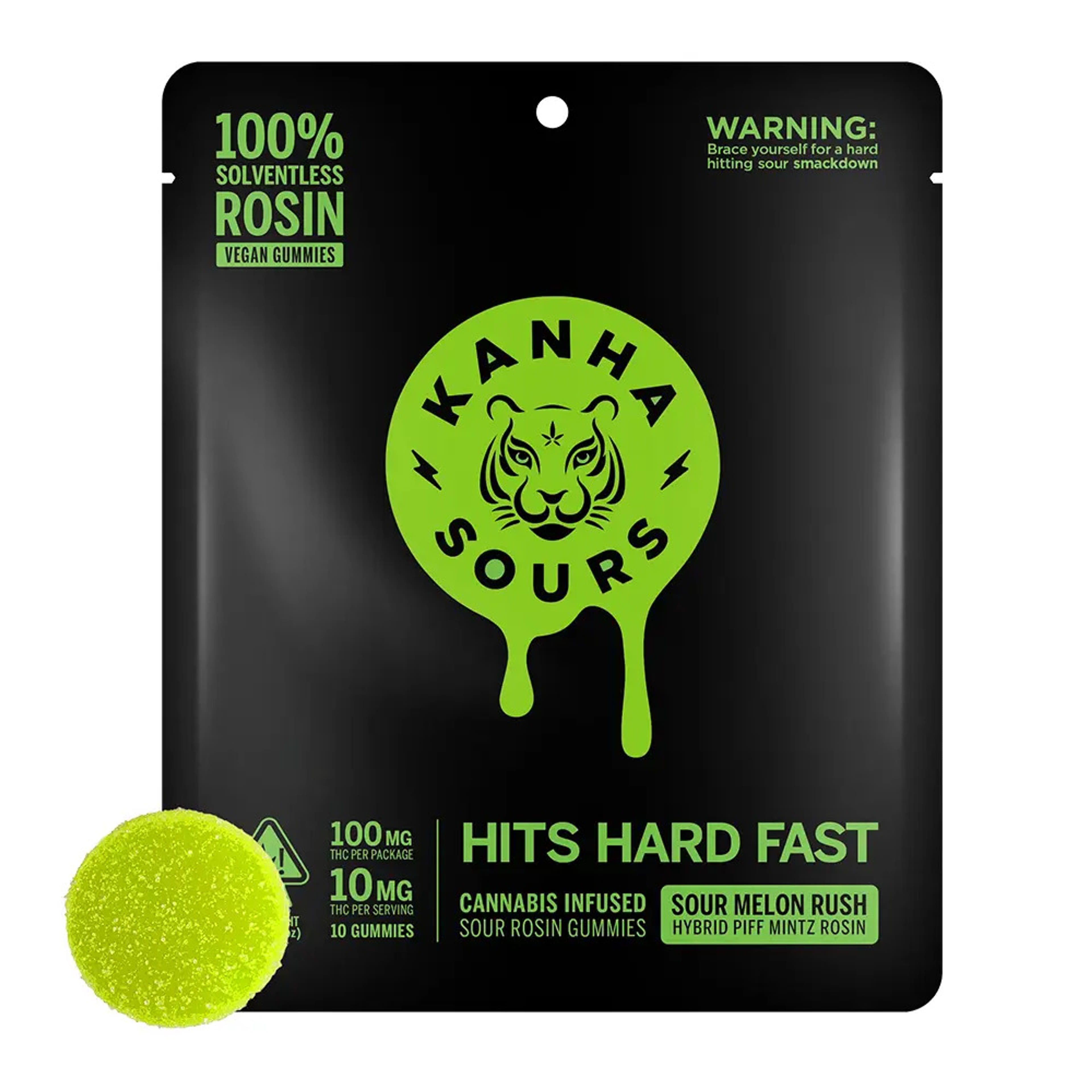 Sour Melon Rush - 100mg Rosin Sours - Kanha - Hybrid Gummy - $23 - Gummies
