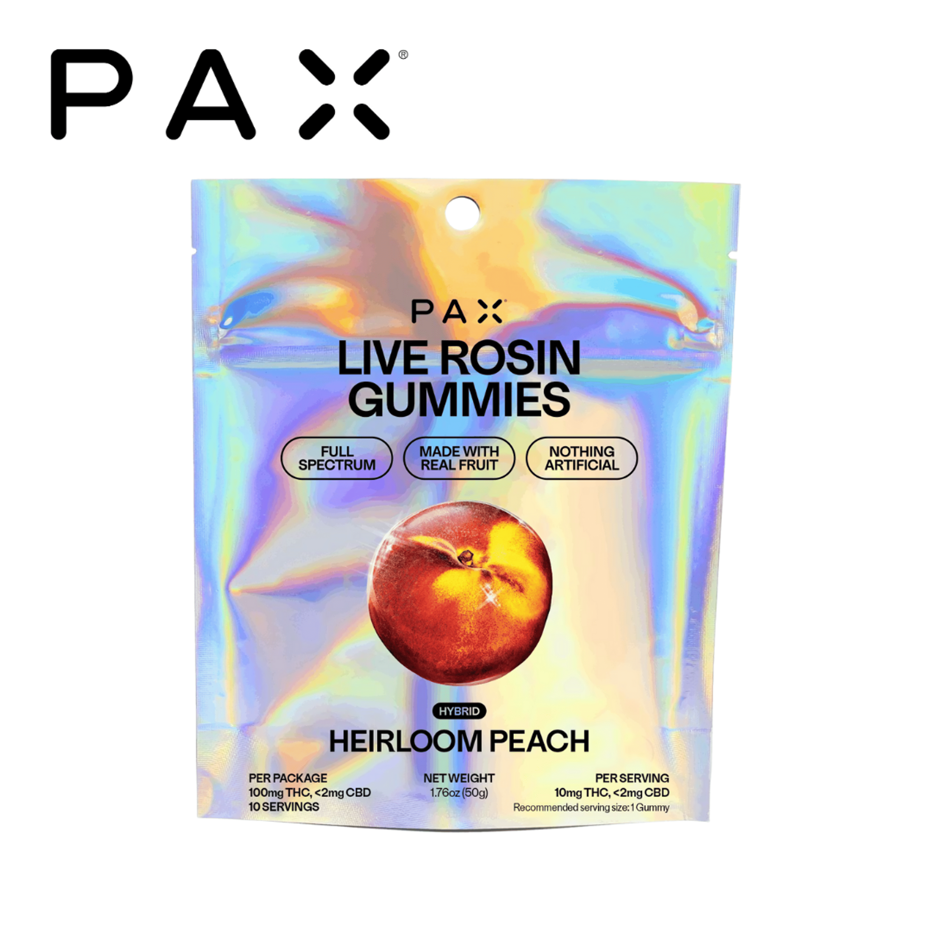 PAX - Heirloom Peach - Live rosin Gummies - 100mg - PAX - - $16.99 - Edibles