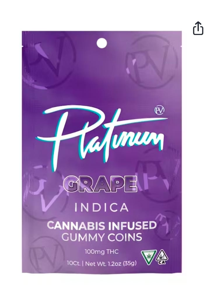 Platinum Vape - 100mg Distillate Gummy - Grape - Indica -  - $14.99 - Edibles