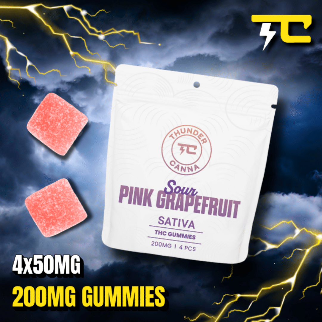 Gummies 200mg (4x50mg) - Potent Pink Grapefruit - Thunder Canna