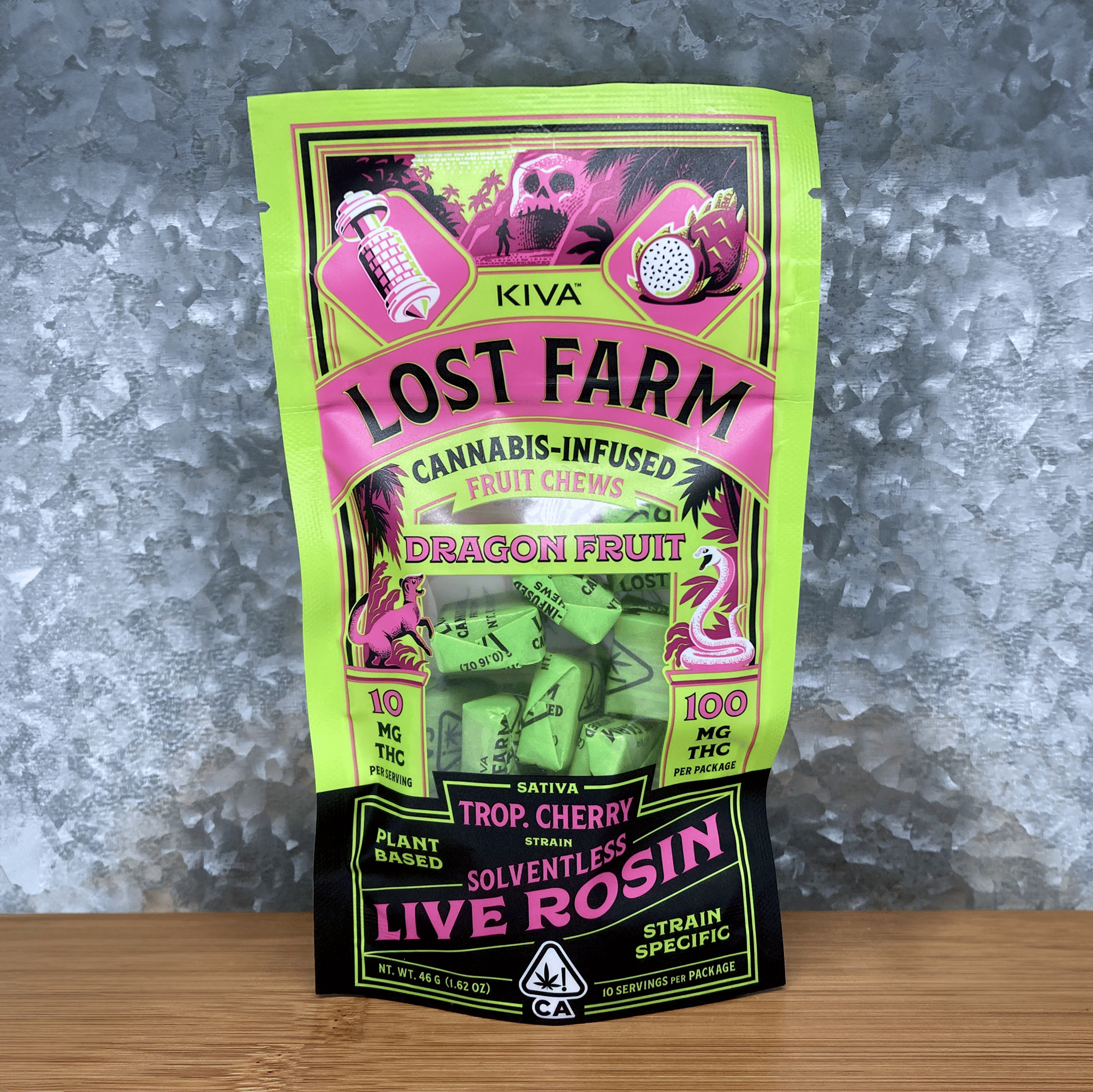 Dragon Fruit Tropical Cherry Lost Farm Rosin Chews 100mg - Kiva -  - $29 - Edible