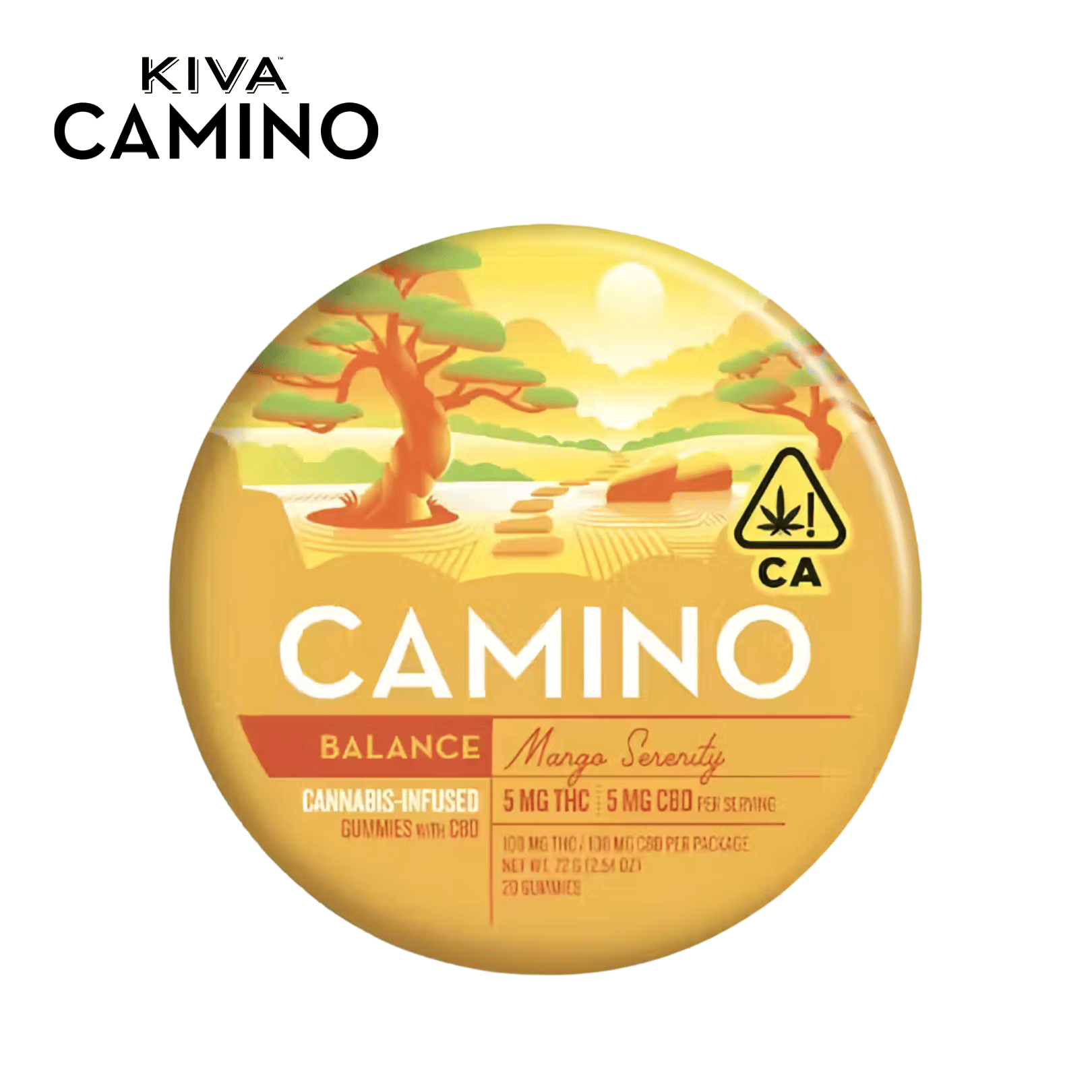 Camino - Mango Serenity 'Balance' - Gummies - 100mg CBD + 100mg THC - Kiva -  - $19.99 - Edibles