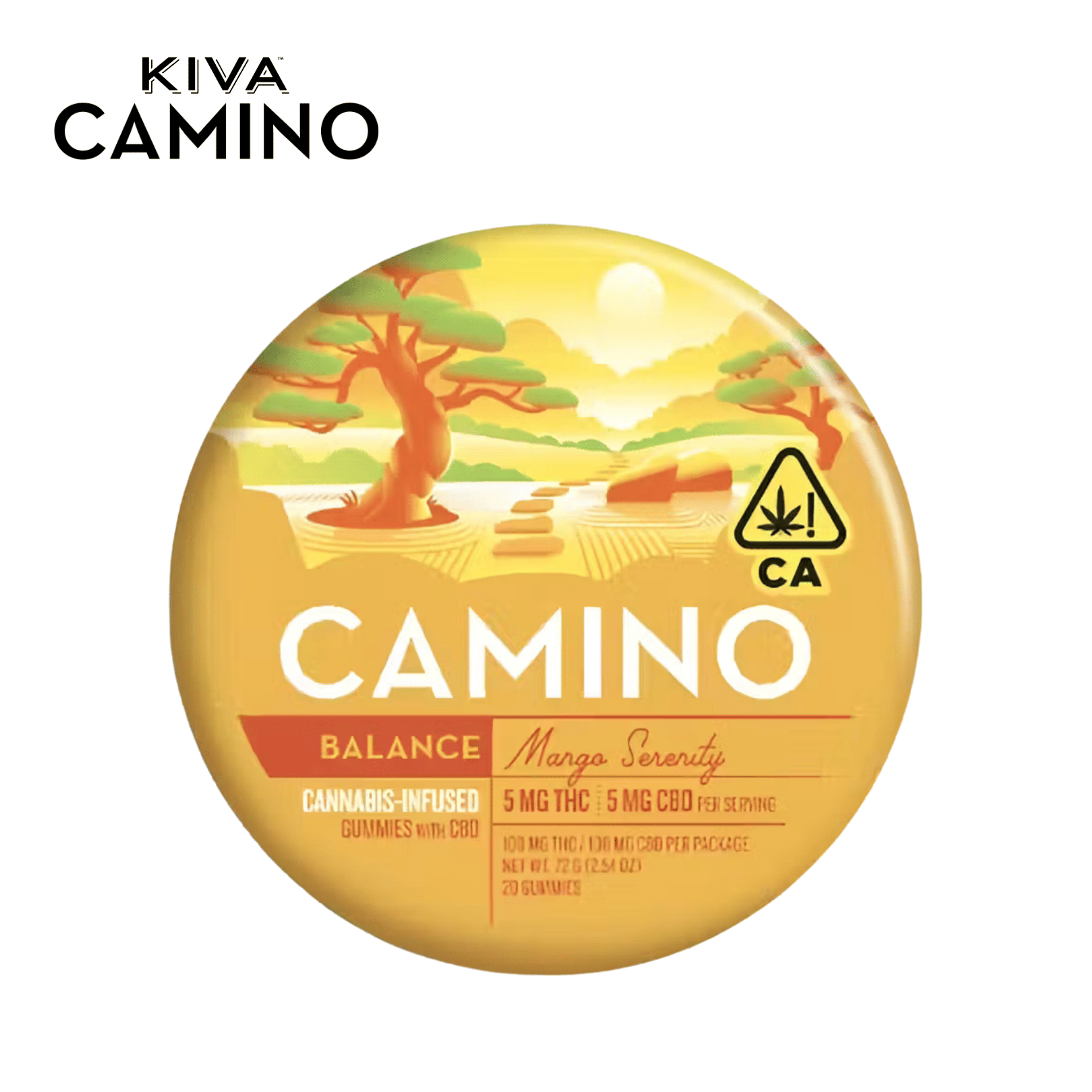 Camino - Mango Serenity 'Balance' - Gummies - 100mg CBD + 100mg THC - Kiva - - $19.99 - Edibles