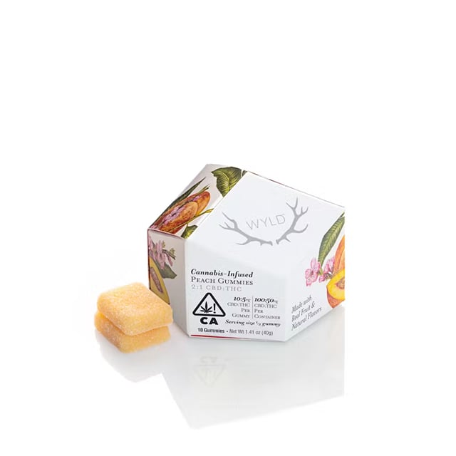 Peach 2:1 CBD:THC Gummies - 50mg - 10ct
