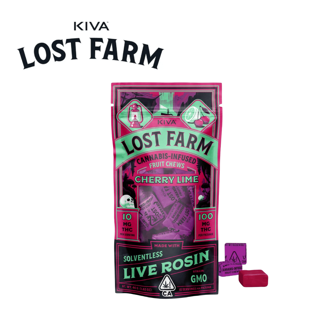 Lost Farm Chews - Cherry Lime - GMO Live Rosin - 100mg - Kiva -  - $19.99 - Edibles