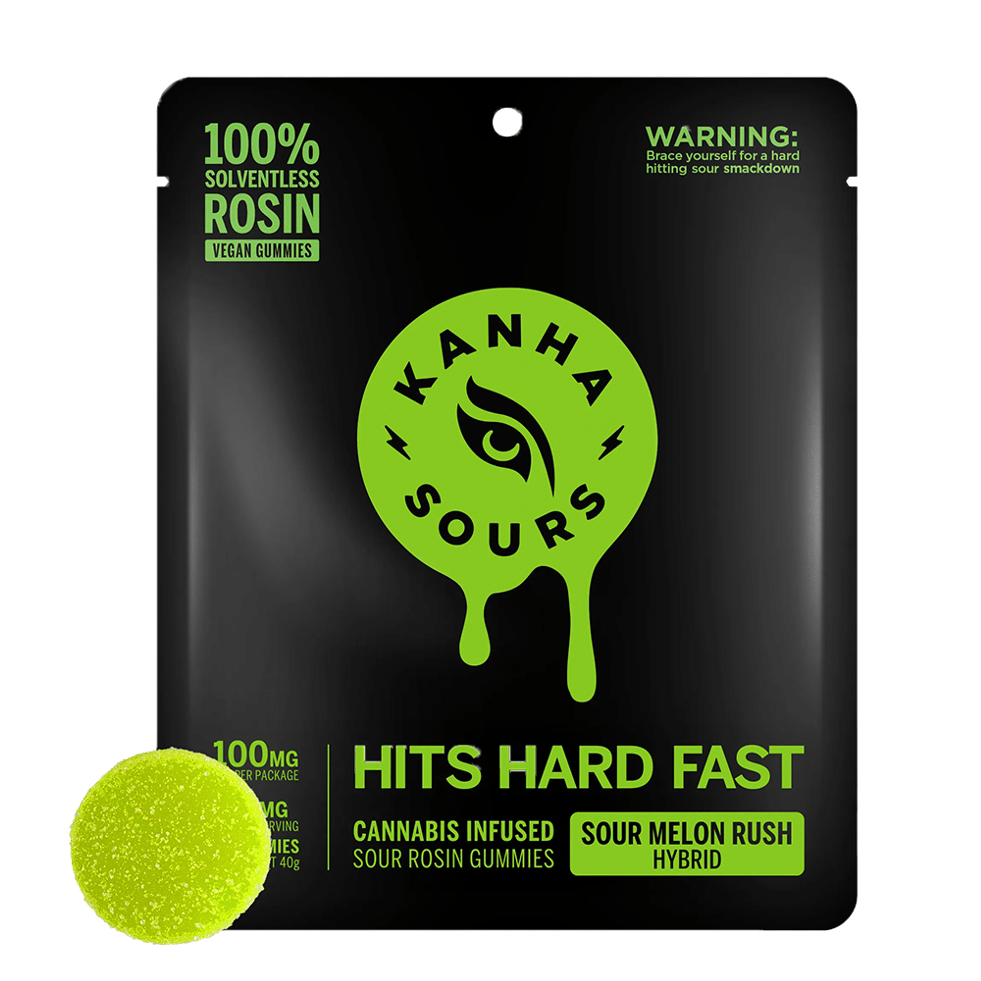 Sour Melon Rush Solventless Rosin Gummies (100Mg) (10Pk) - Kanha - - $20 - Edible