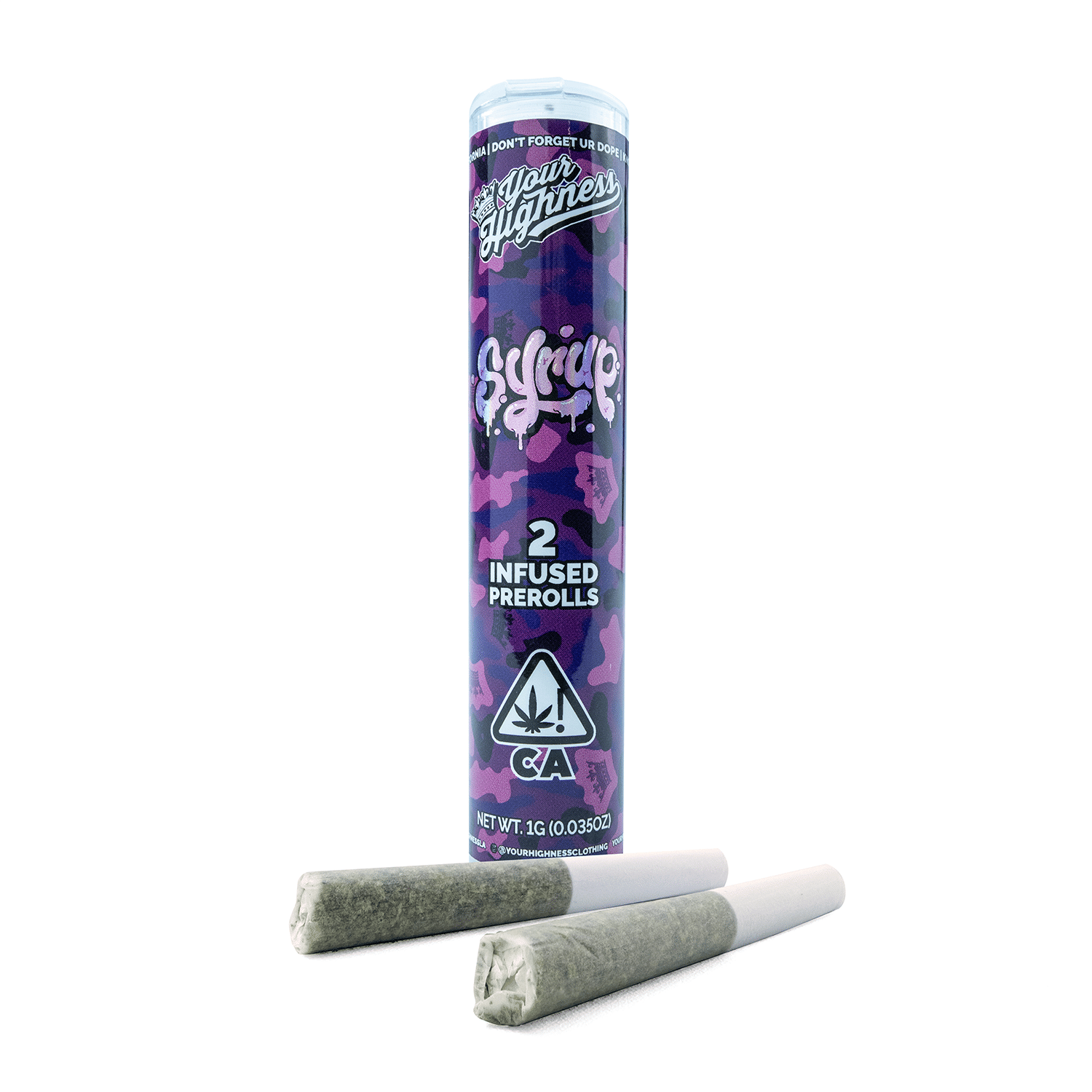 Syrup - .5g Hash Infused Pre-Rolls(2pk) - Your Highness - 1g Infused PR2pk - Indica - $7 - Infused Preroll Pack