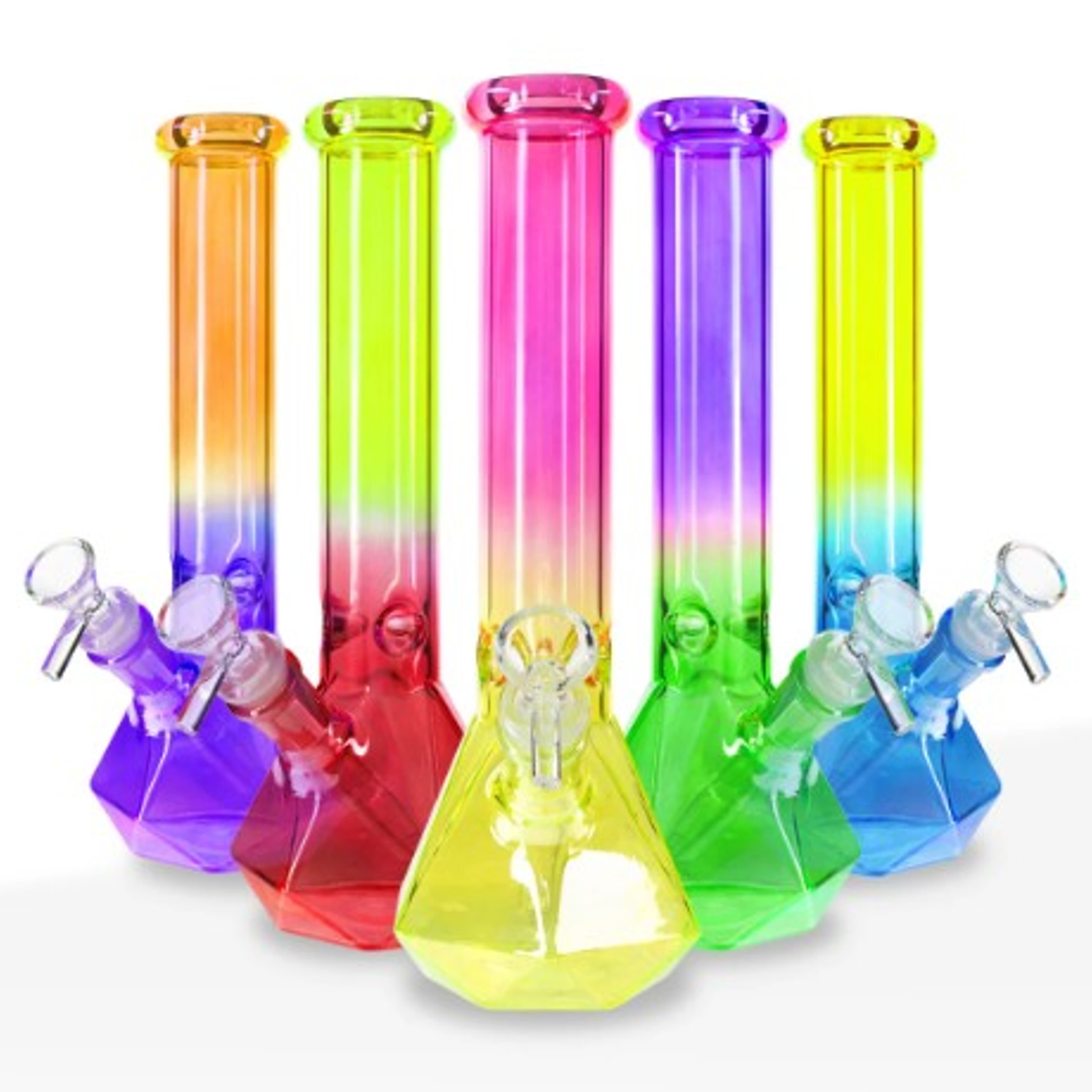 Water Pipe 4mm Hexagon Base Beaker 10" - Glass - Assorted Colors - Biohazard - - $40 - Paraphernalia
