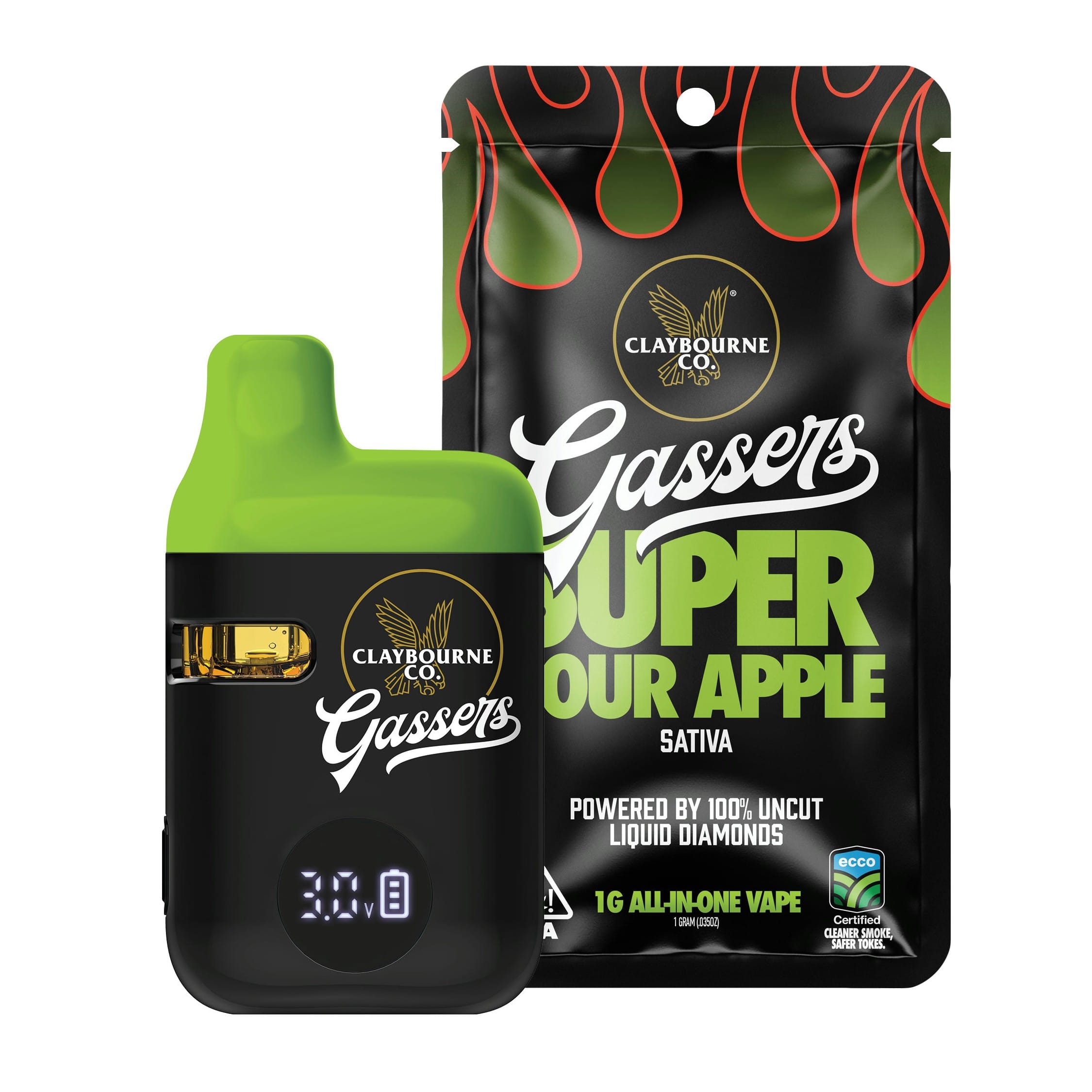 Claybourne Liquid Diamond AIO - Super Sour Apple  - 1G - Claybourne - AIO Diamonds - $29.99 - Disposable Vape Pens (All In One)