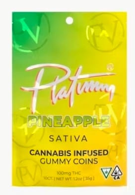 Platinum Vape - 100mg Distillate Gummy - Pineapple - Sativa -  - $14.99 - Edibles