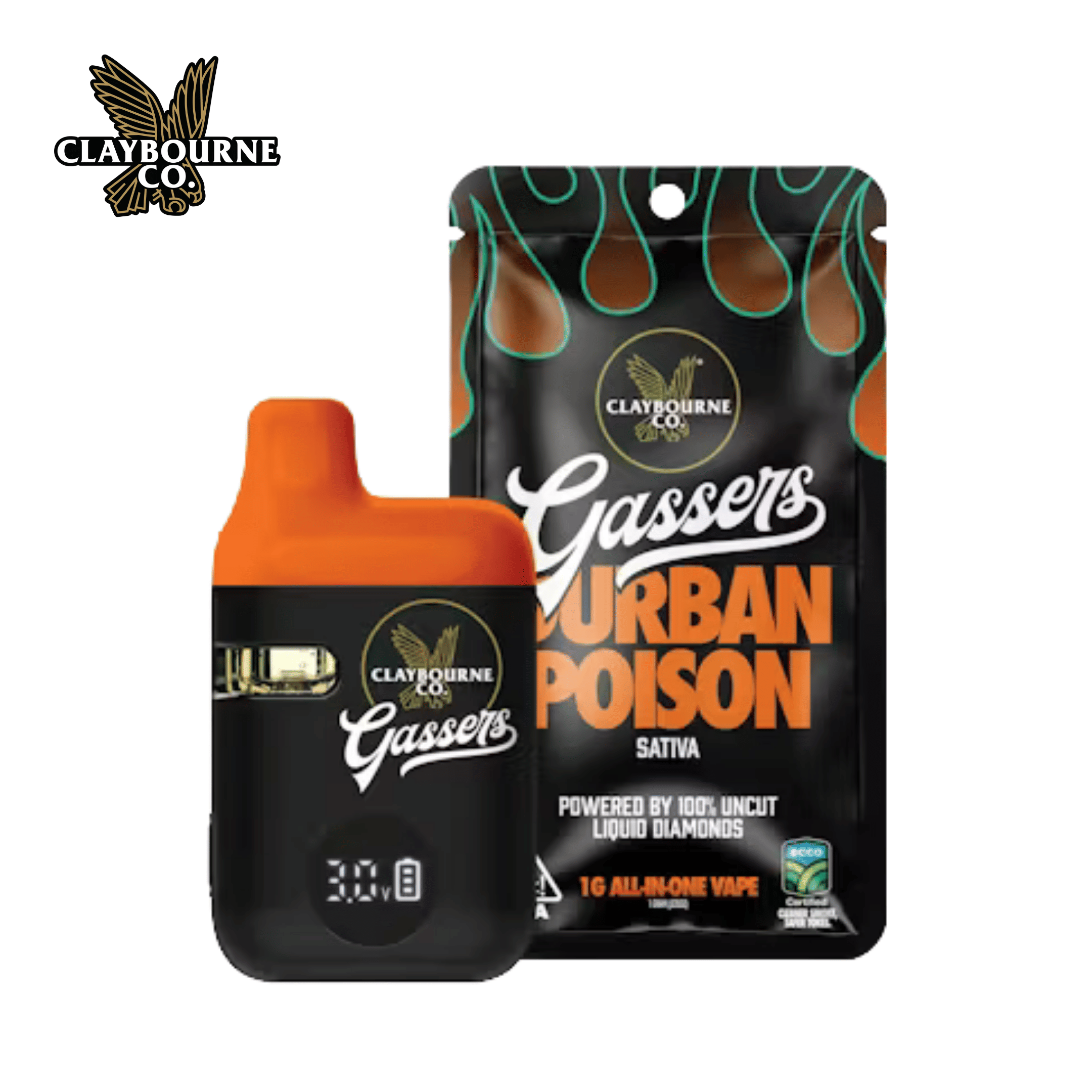 Claybourne Co - Durban Poison - Gassers All-In-One Liquid Diamonds Vape - 1g - Claybourne Co. - Durban Poison - $29.99 - Disposable Vapes