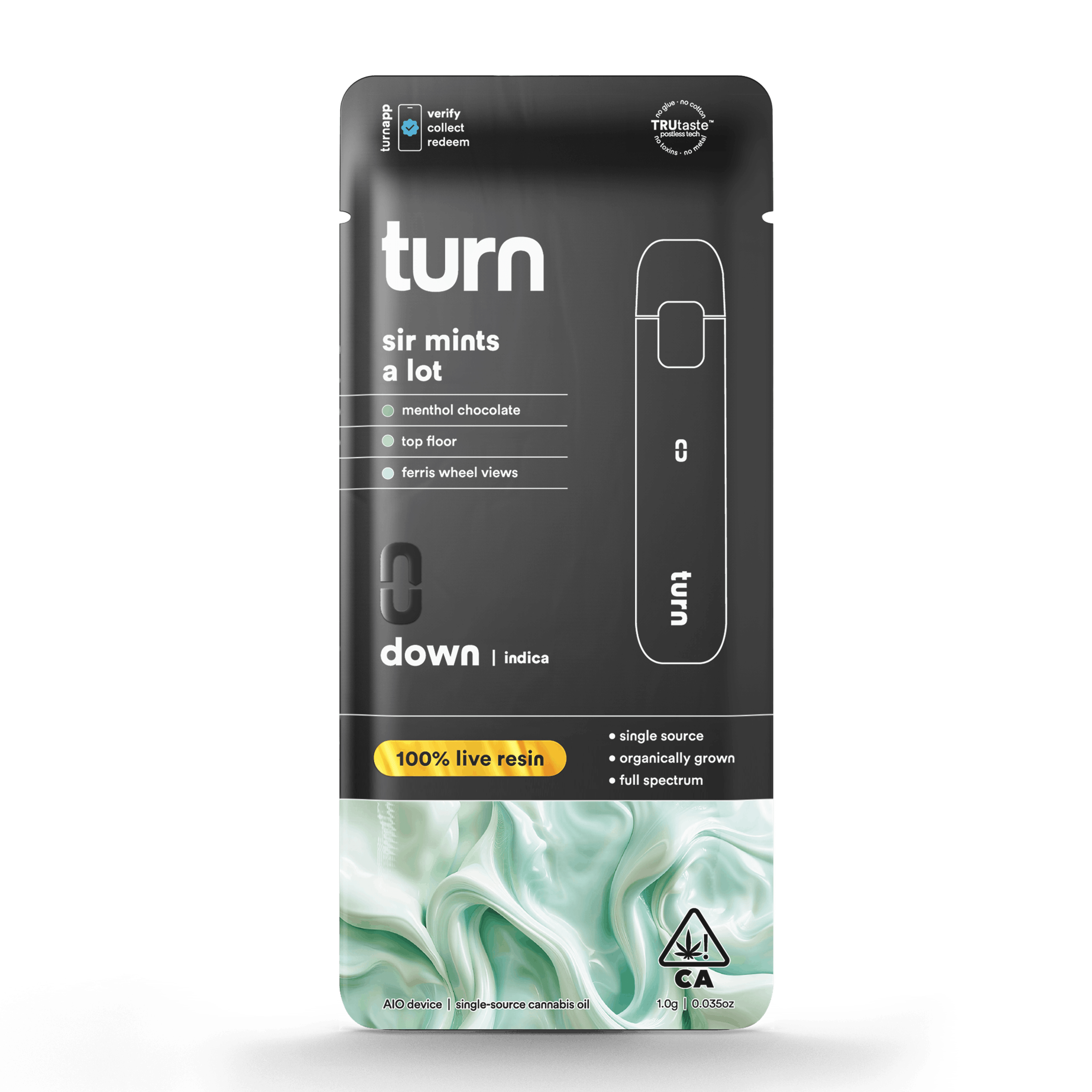 Sir Mints A Lot 1g Live Resin AIO Vape - turn - - $41 - Ready To Use Vapes