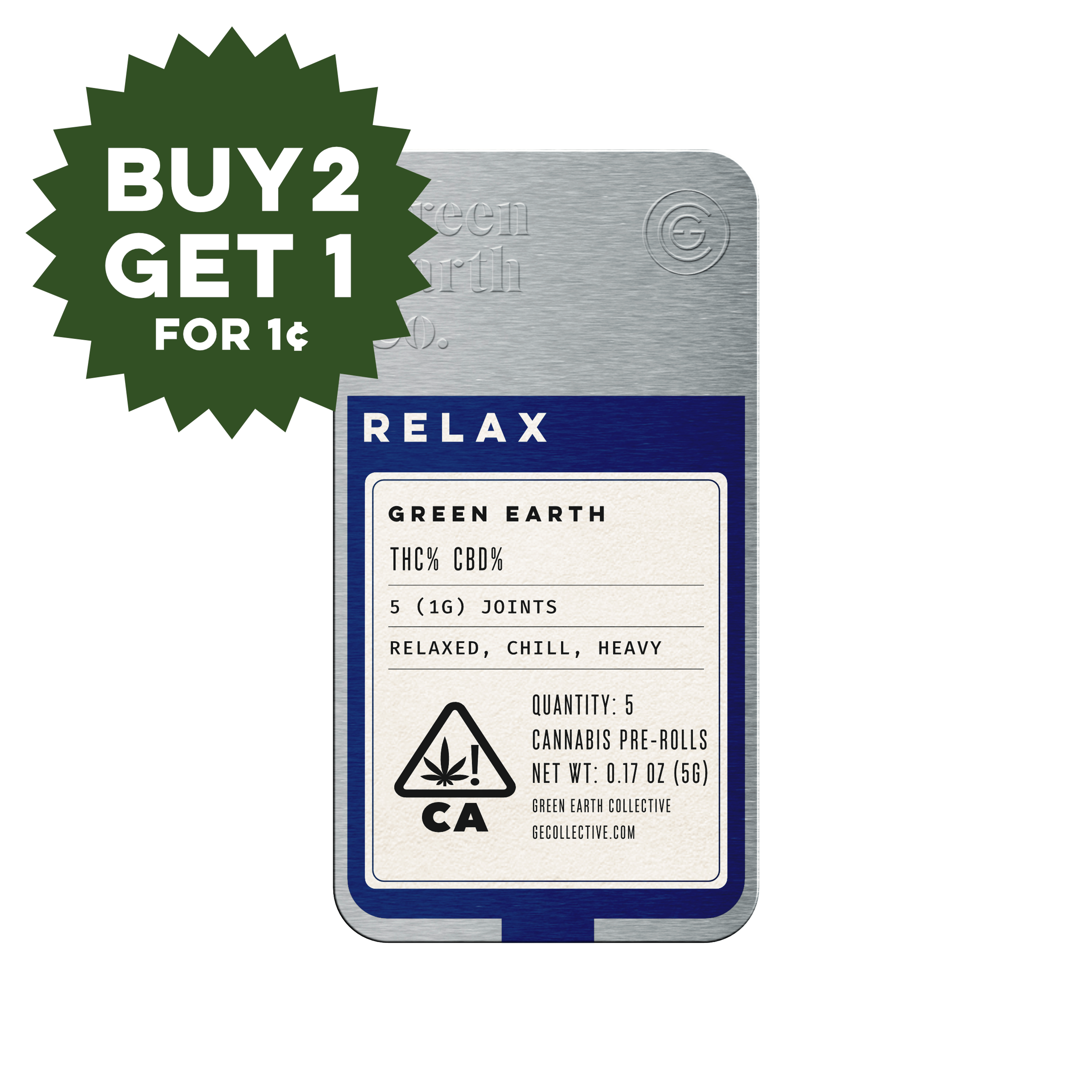 Earth Tins | Modified Grapes Pre-Roll 5 pack - 5g - Green Earth Co. - - $25 - Pre-Rolls