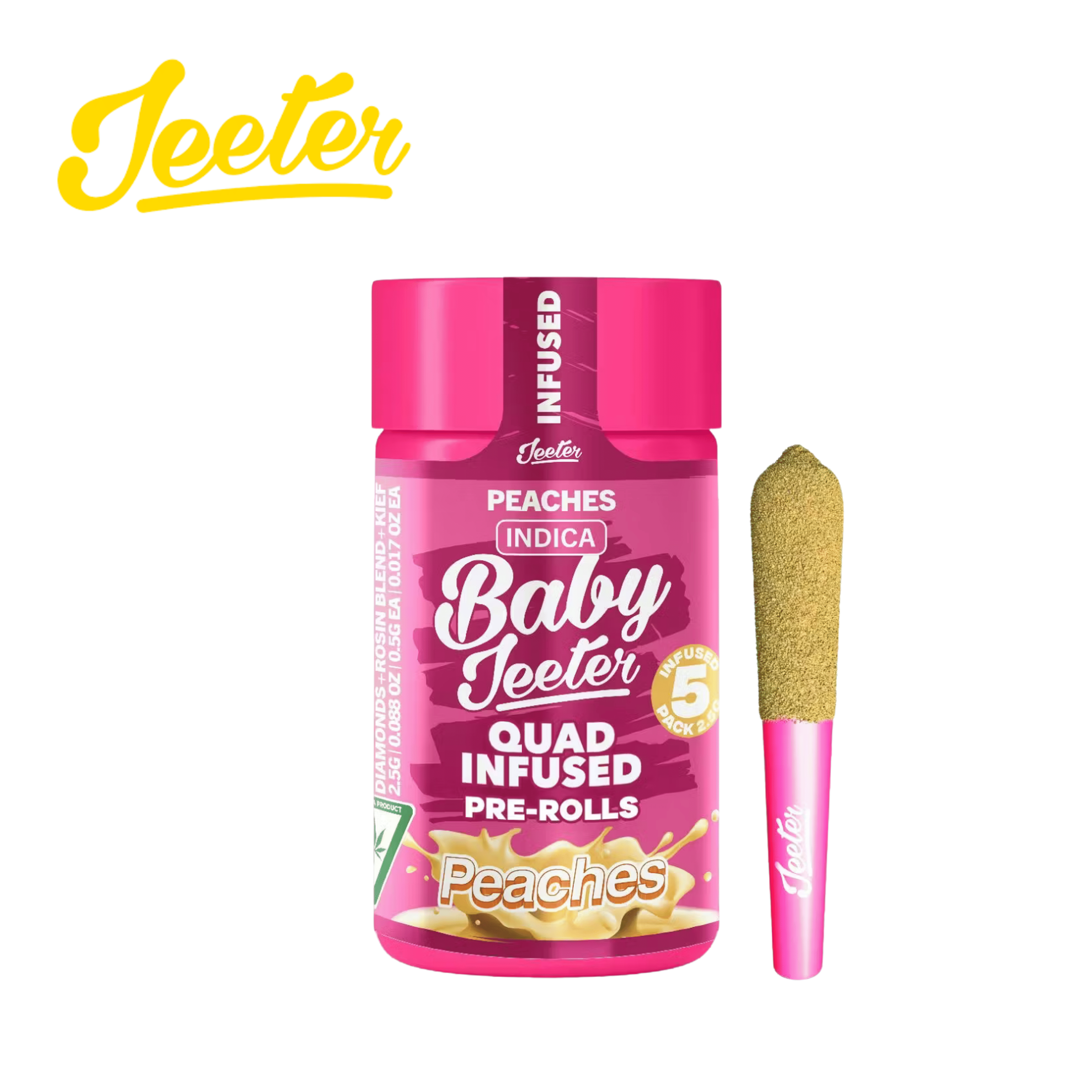 Baby Jeeter - Peaches - 5 Pre-Roll Pack - 2.5g - Jeeter - - $29.99 - Pre-Roll Packs