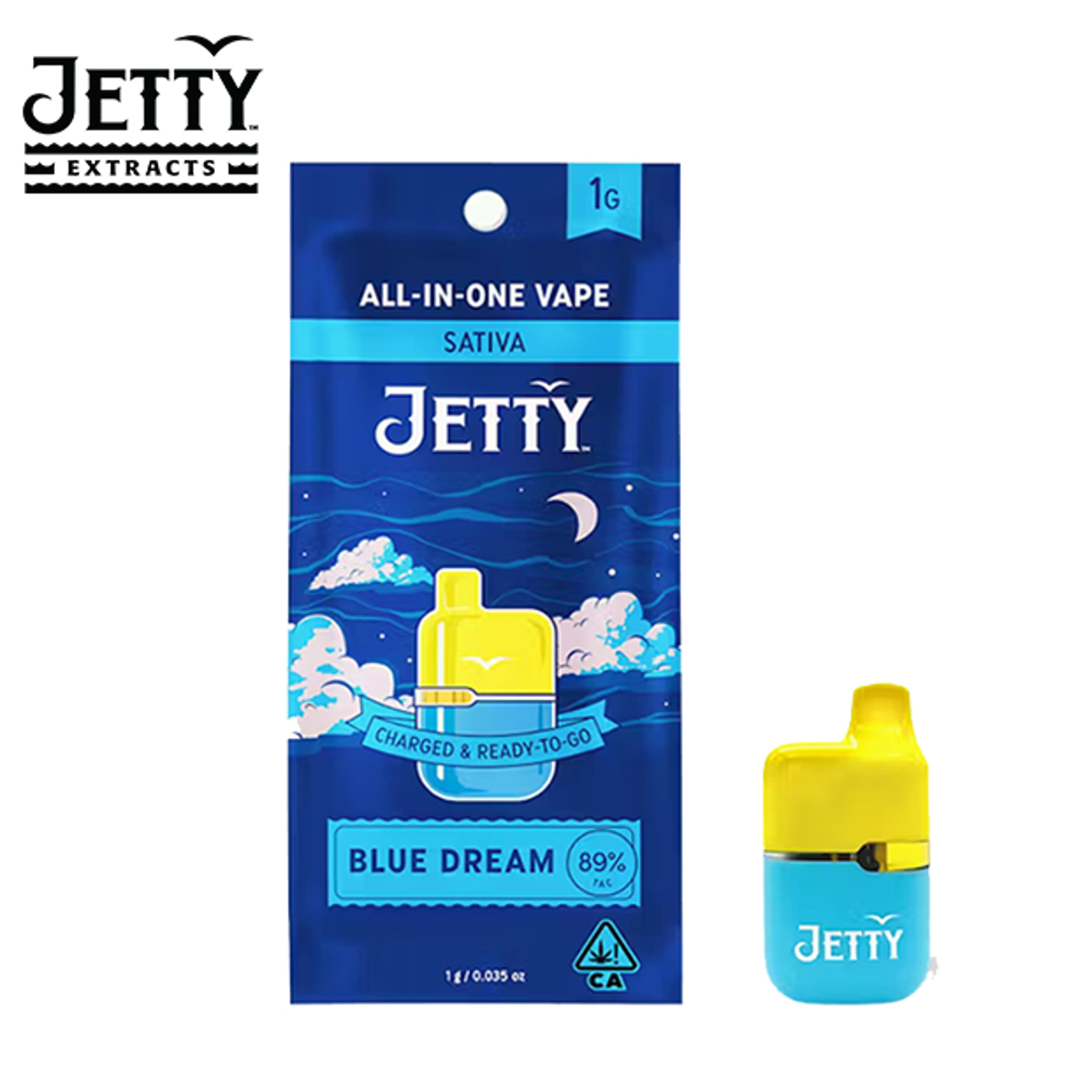 Jetty AIO - Blue Dream - High THC (All-In-One) - 1g - Jetty Extracts - AIO - $29.99 - Disposable Vape Pens (All In One)