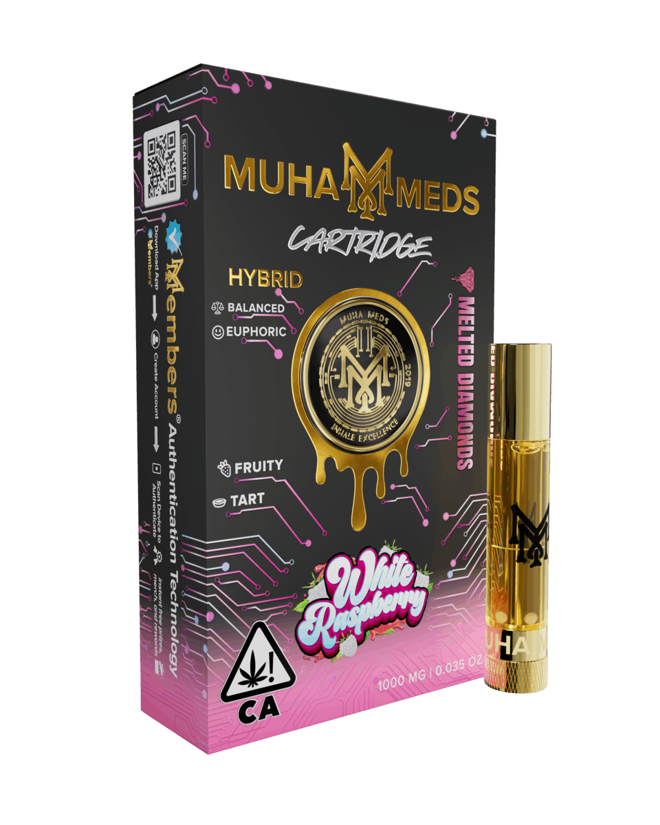 Muha Meds | 1g White Raspberry Melted Diamonds | Cartridge | Hybrid - Muha Meds -  - $20 - Vape Carts