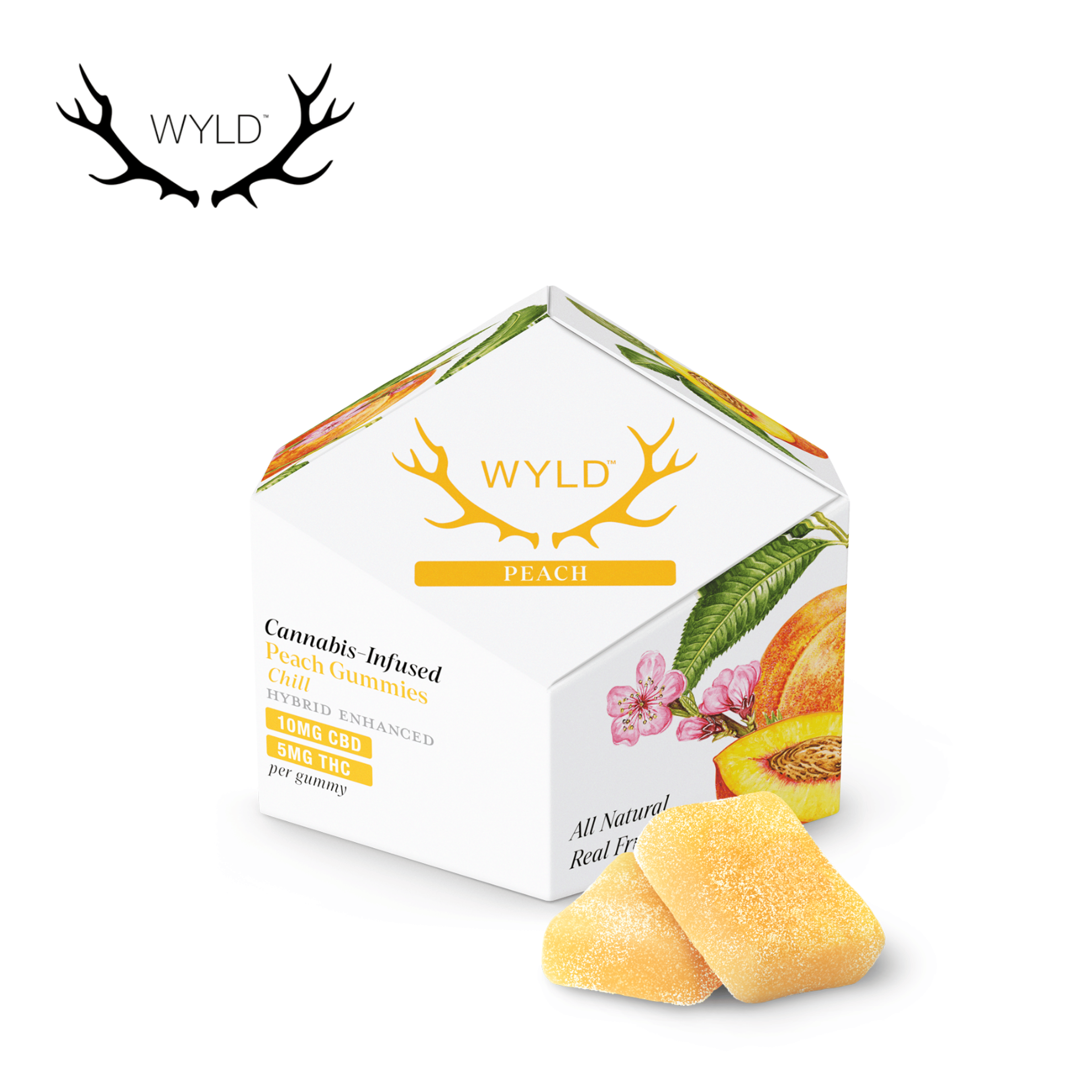 WYLD - Peach - Gummies - 100mg CBD + 50mg THC - Wyld - - $14.99 - Edibles