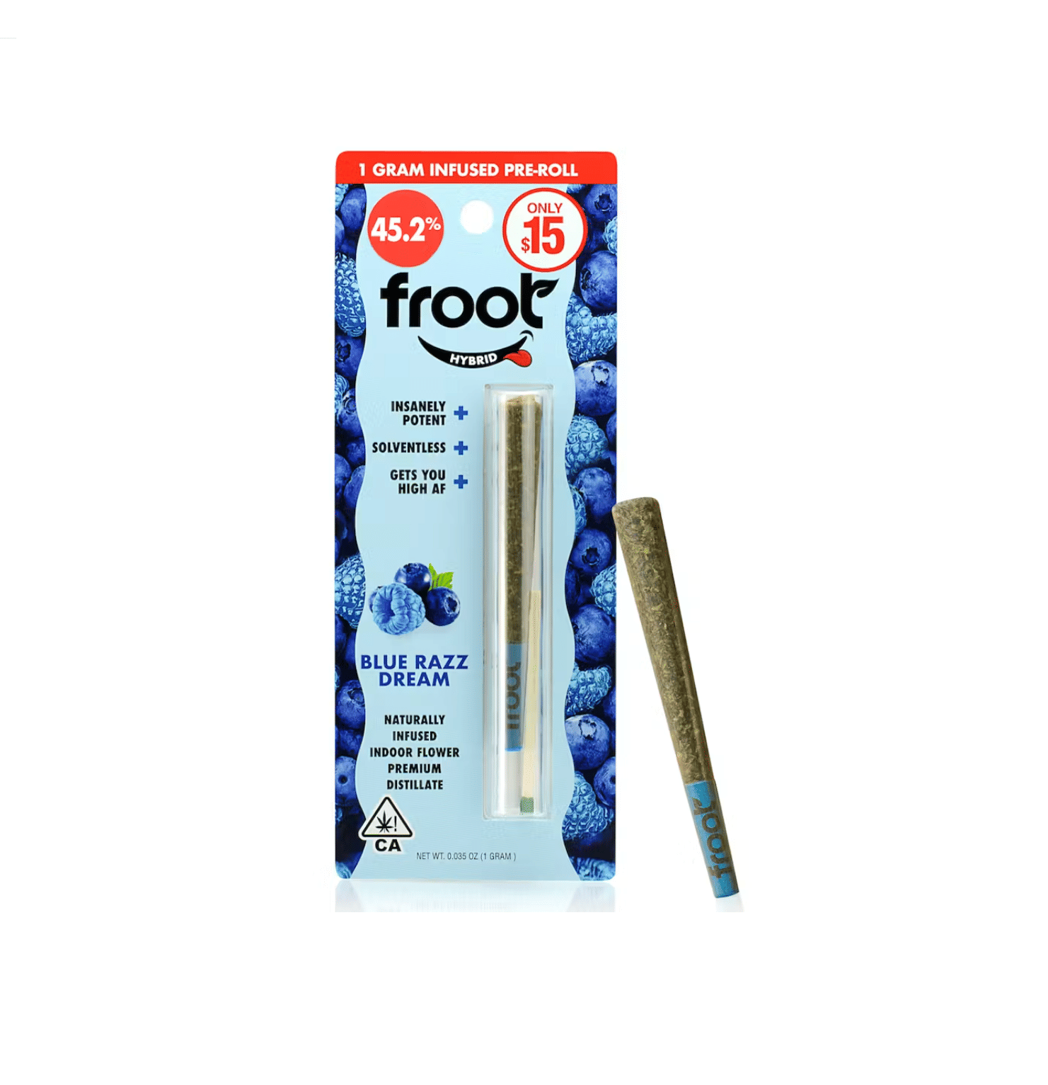 Blue Razz Dream - 1g Infused Preroll - Froot - 1g Infused PR - Hybrid - $13 - Infused Preroll