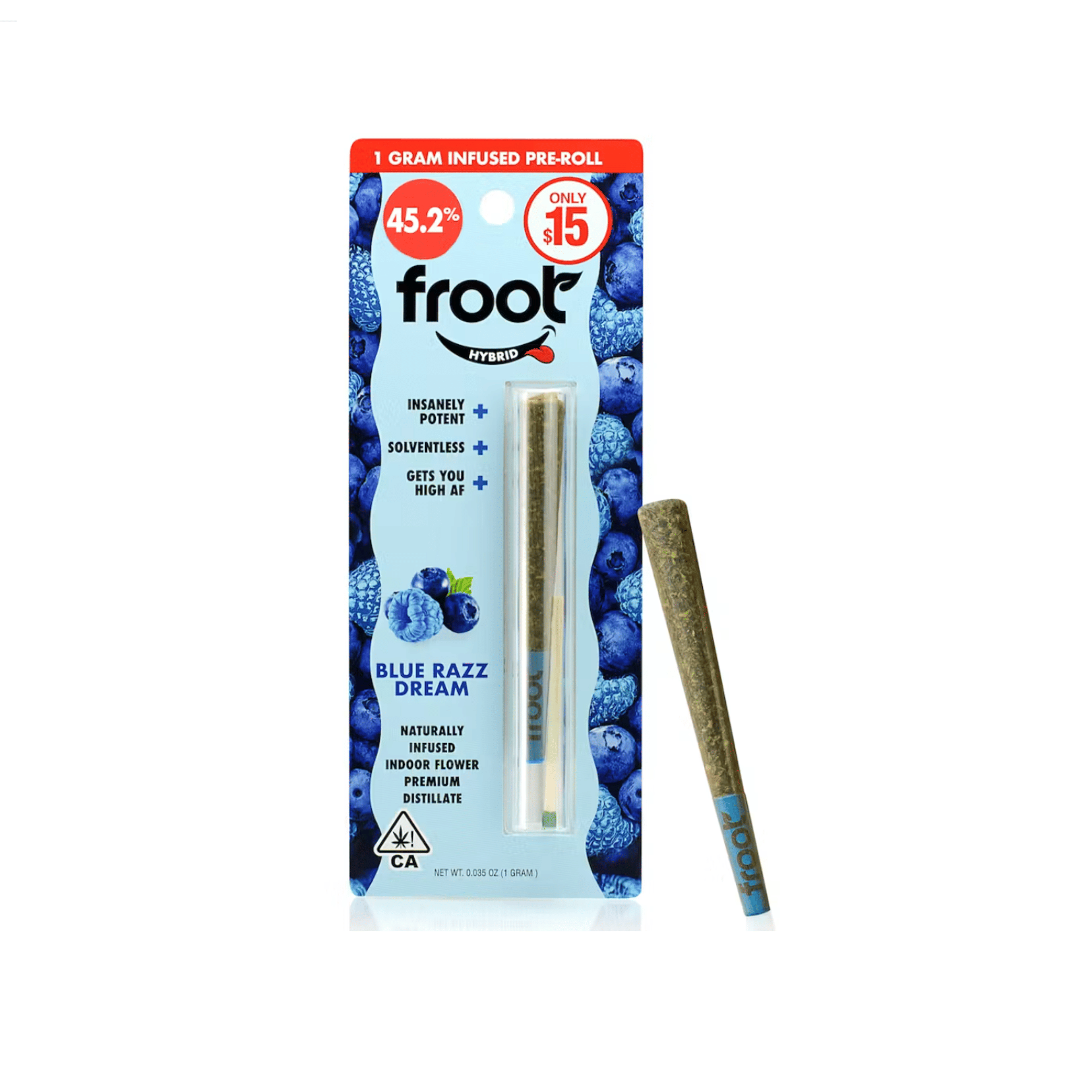 Blue Razz Dream - 1g Infused Preroll - Froot - 1g Infused PR - Hybrid - $13 - Infused Preroll