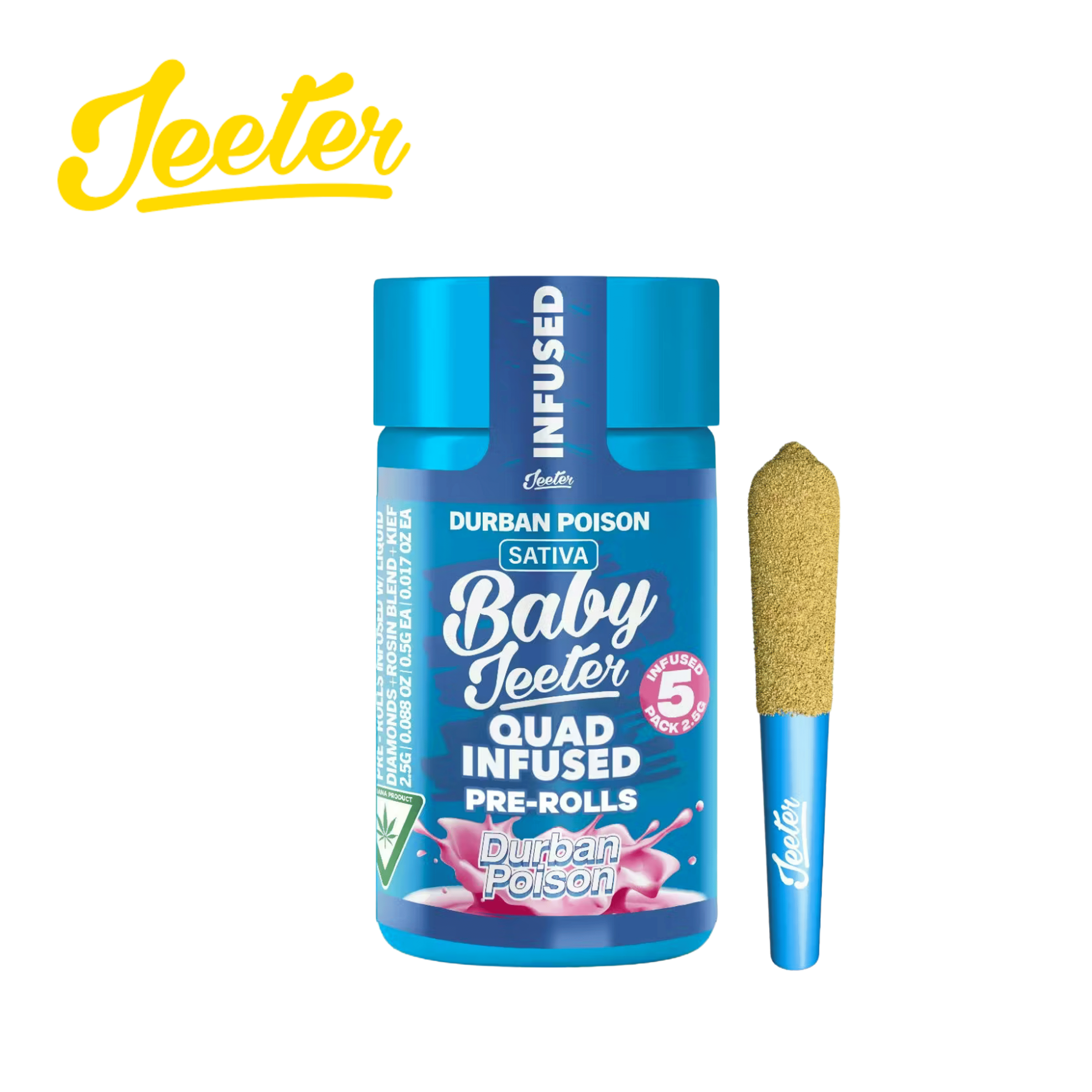 Baby Jeeter - Durban Poison - 5 Pre-Roll Pack - 2.5g - Jeeter - Durban 5pk - $29.99 - Pre-Roll Packs