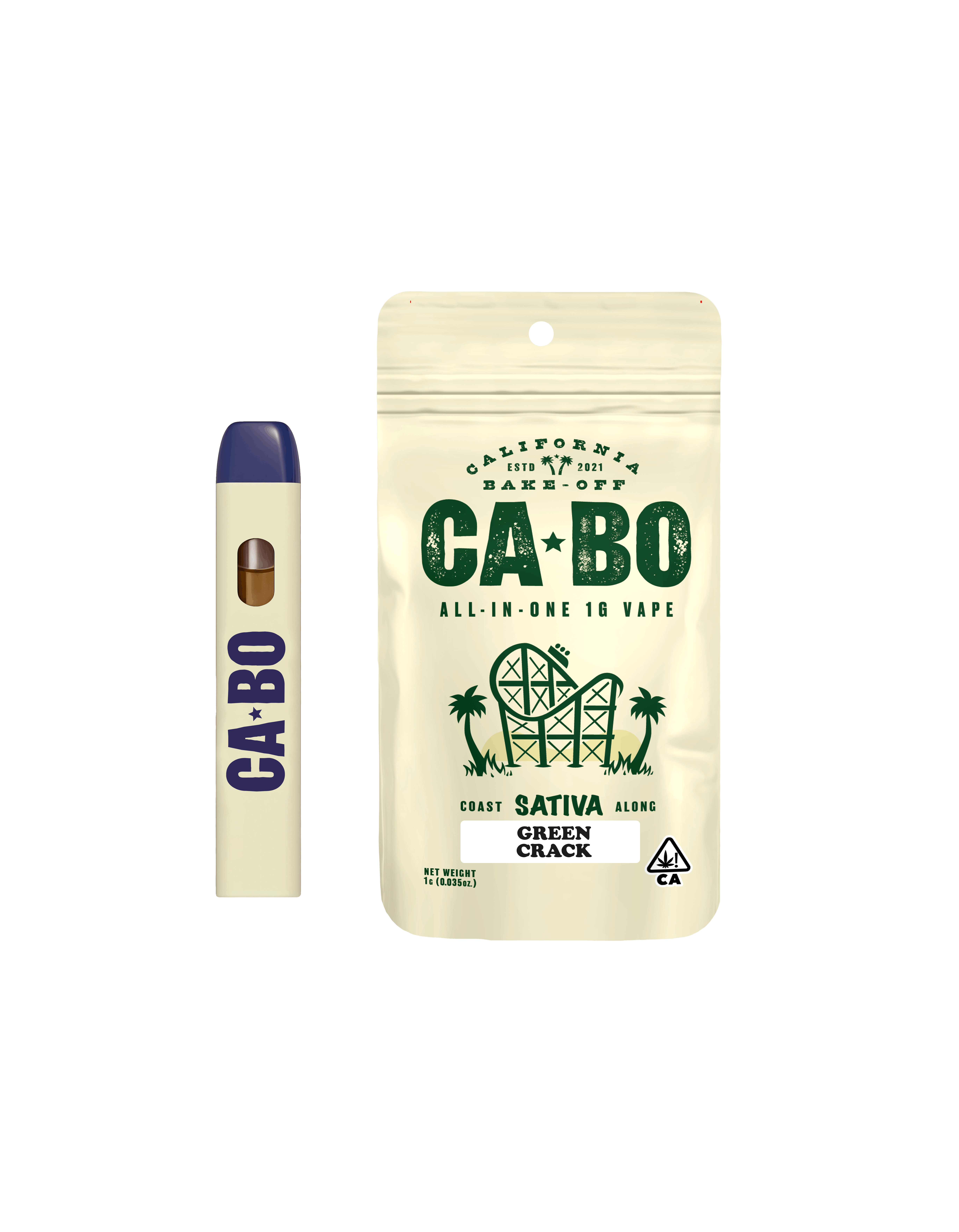 Green Crack AIO 1g Vape - Sativa - CABO -  - $14.40 - Vapes