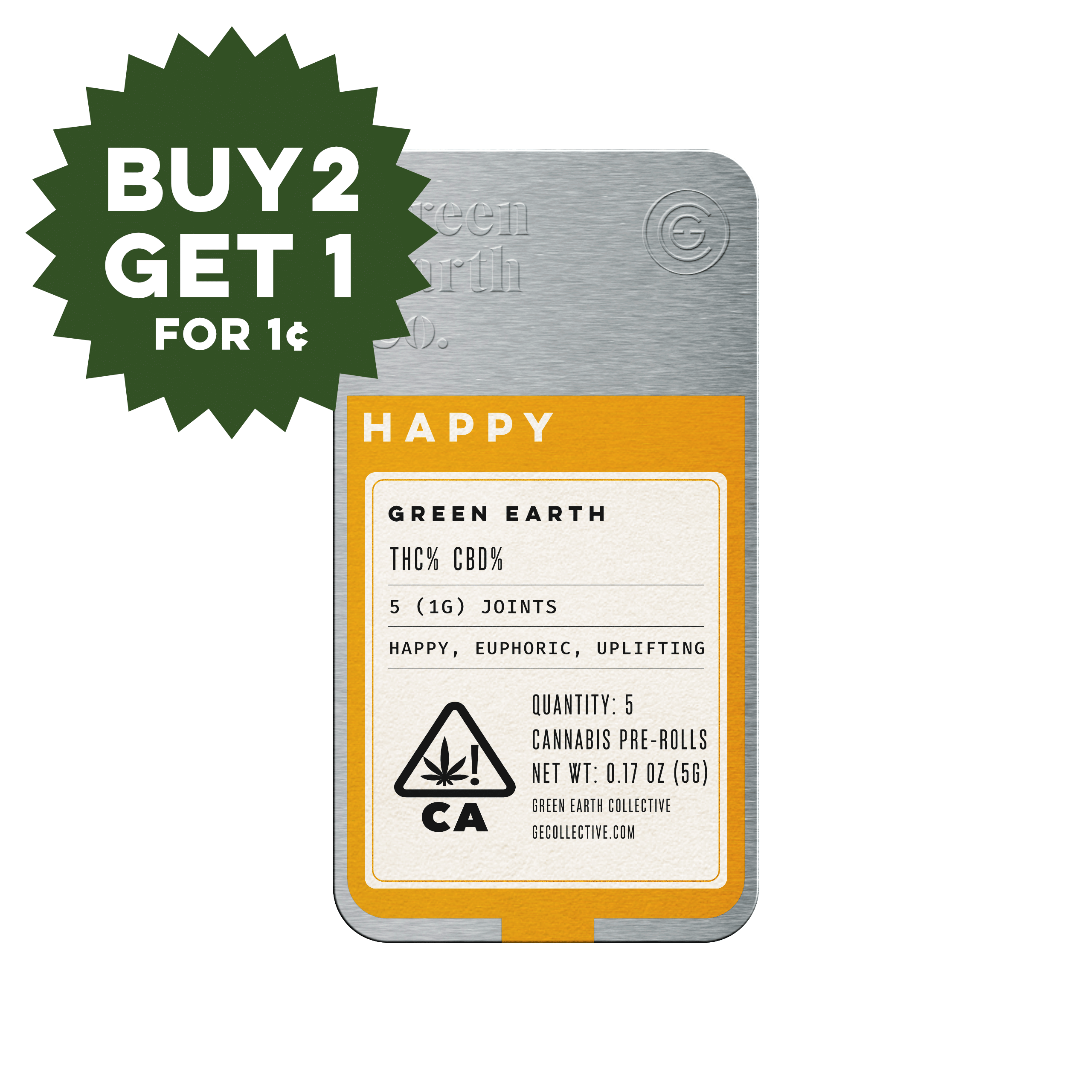 Earth Tins | Illemonati PreRolls - 5 pack - Green Earth Co. -  - $25 - Pre-Rolls