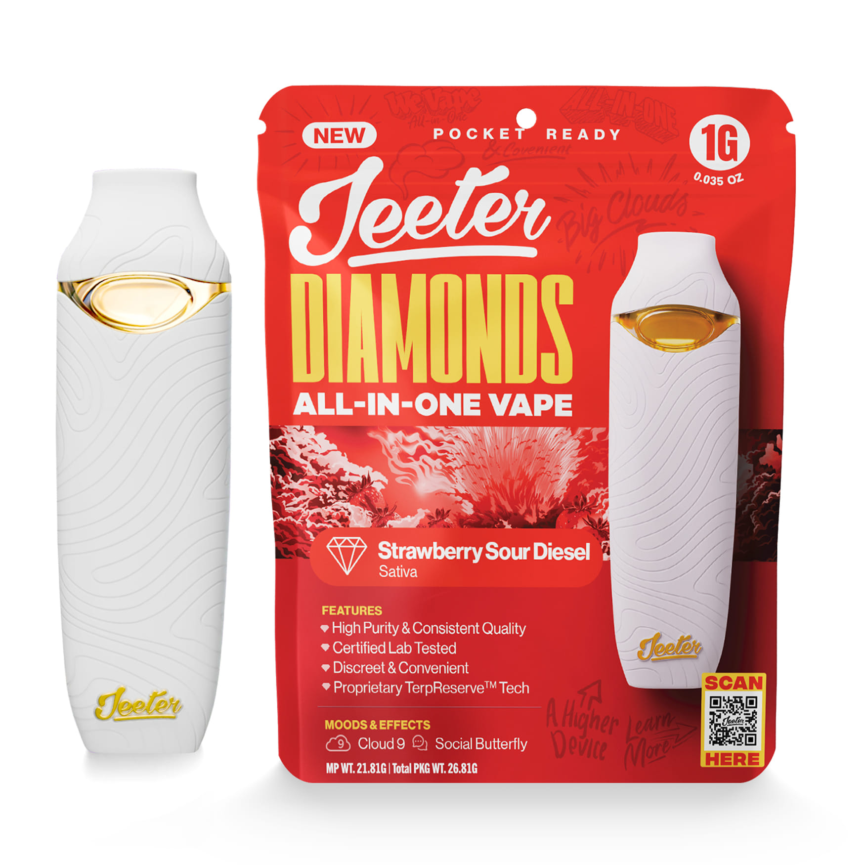 Strawberry Sour Diesel (S) - Liquid Diamonds AIO 1g - Jeeter - Strawberry Sour Diesel (S) - $31 - Cartridges