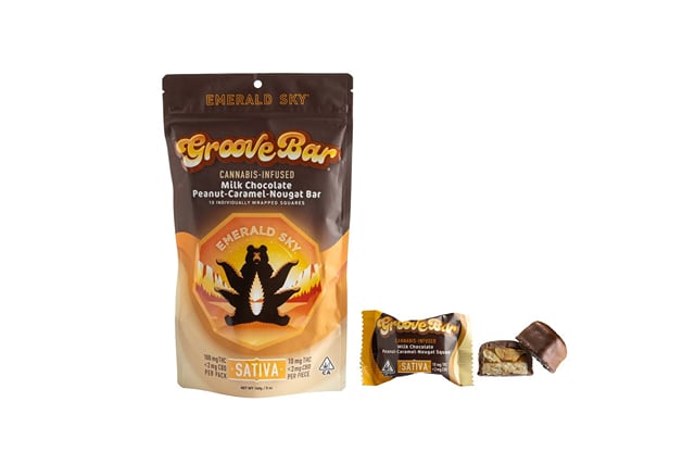 Emerald Sky GrooveBar Milk Chocolate Peanut-Caramel-Nougat Bar - Sativa 10 Pack - 100mg Total