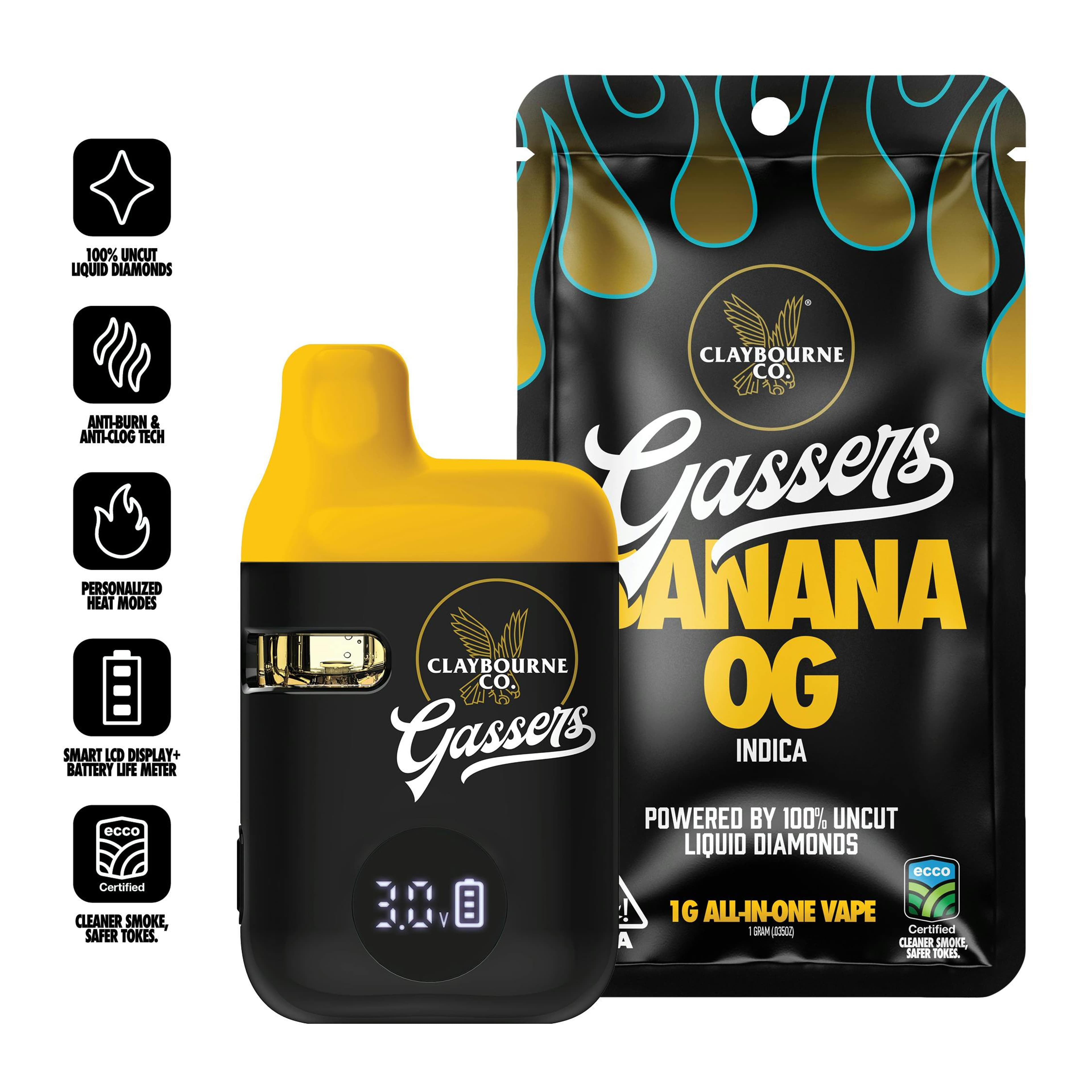 Claybourne Liquid Diamond AIO - Banana OG - 1G - Claybourne - AIO Diamonds - $29.99 - Disposable Vape Pens (All In One)