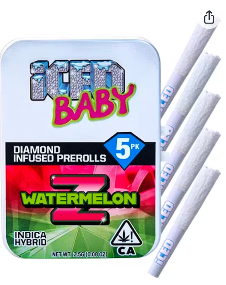 ICED - Infused Preroll - 0.5g 5pk - Indica - Watermelon Z -  - $50 - Pre-Rolls