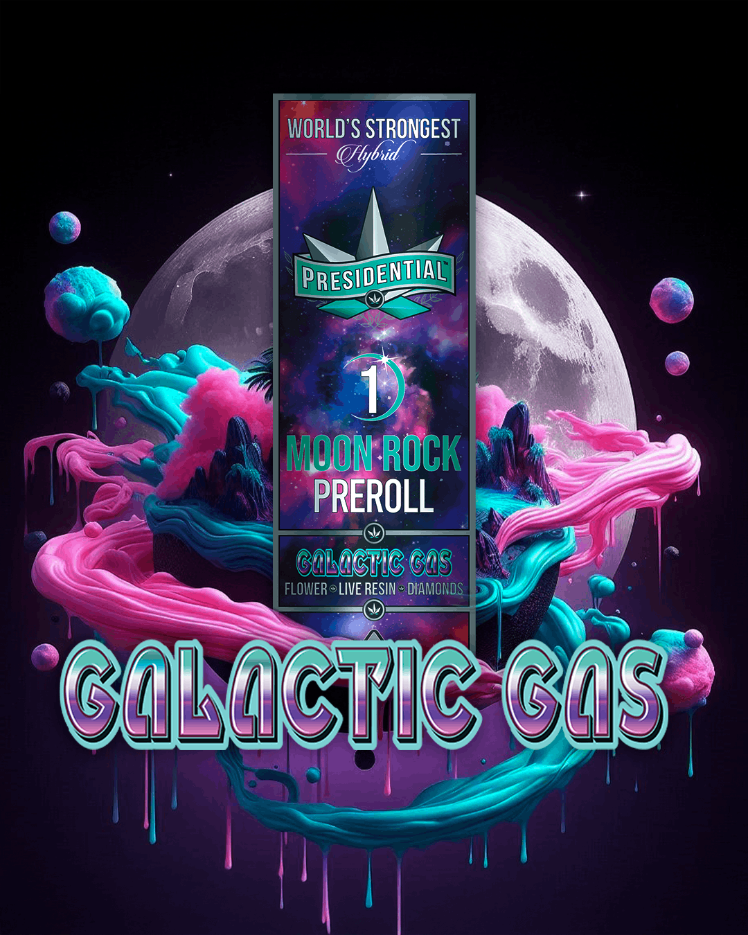 Galactic Gas - 1G Moon Rock Pre Roll - Presidential - Galactic Gas (H) - $13 - Pre-Rolls