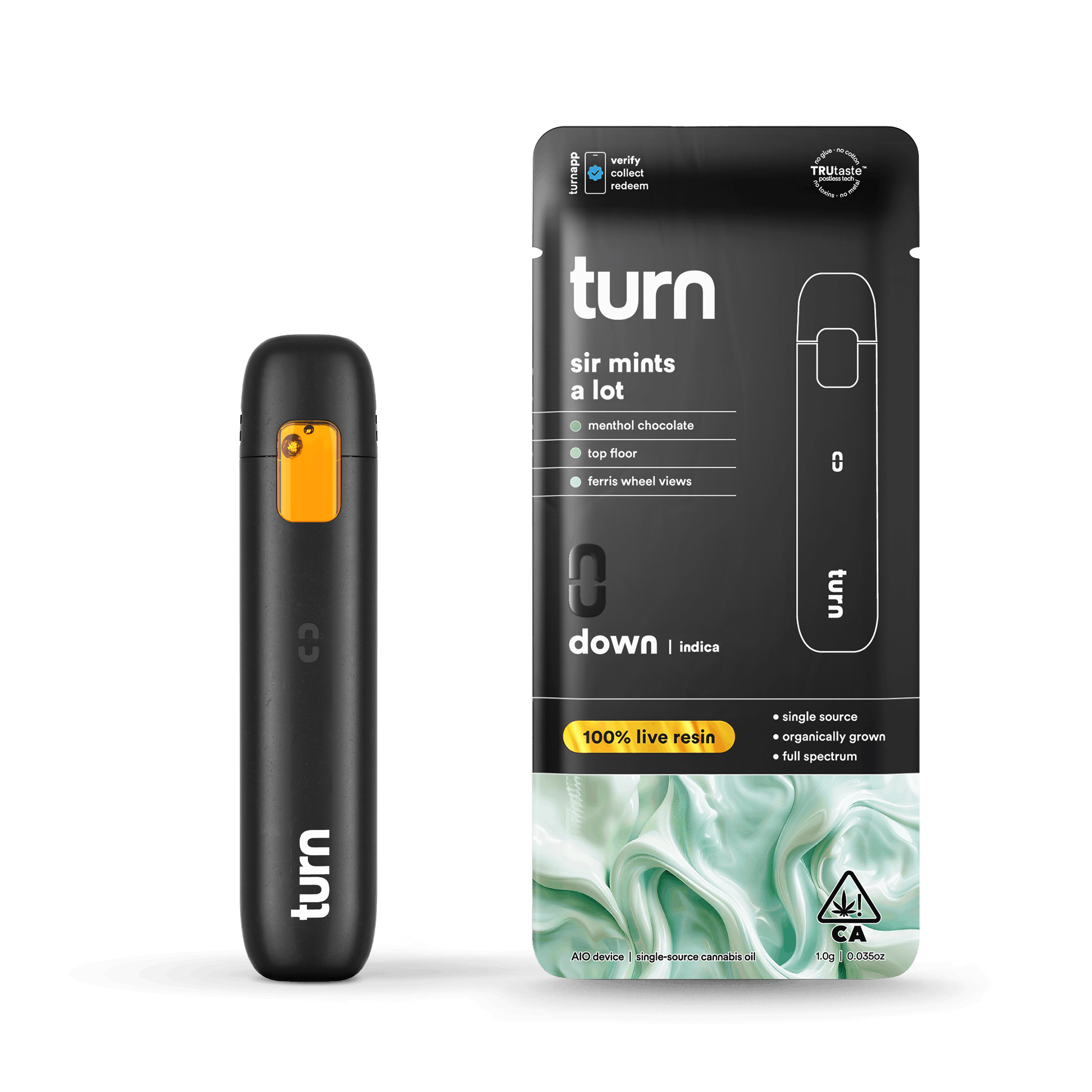 Sir Mints A Lot 1g Live Resin AIO Vape - turn -  - $41 - Ready To Use Vapes