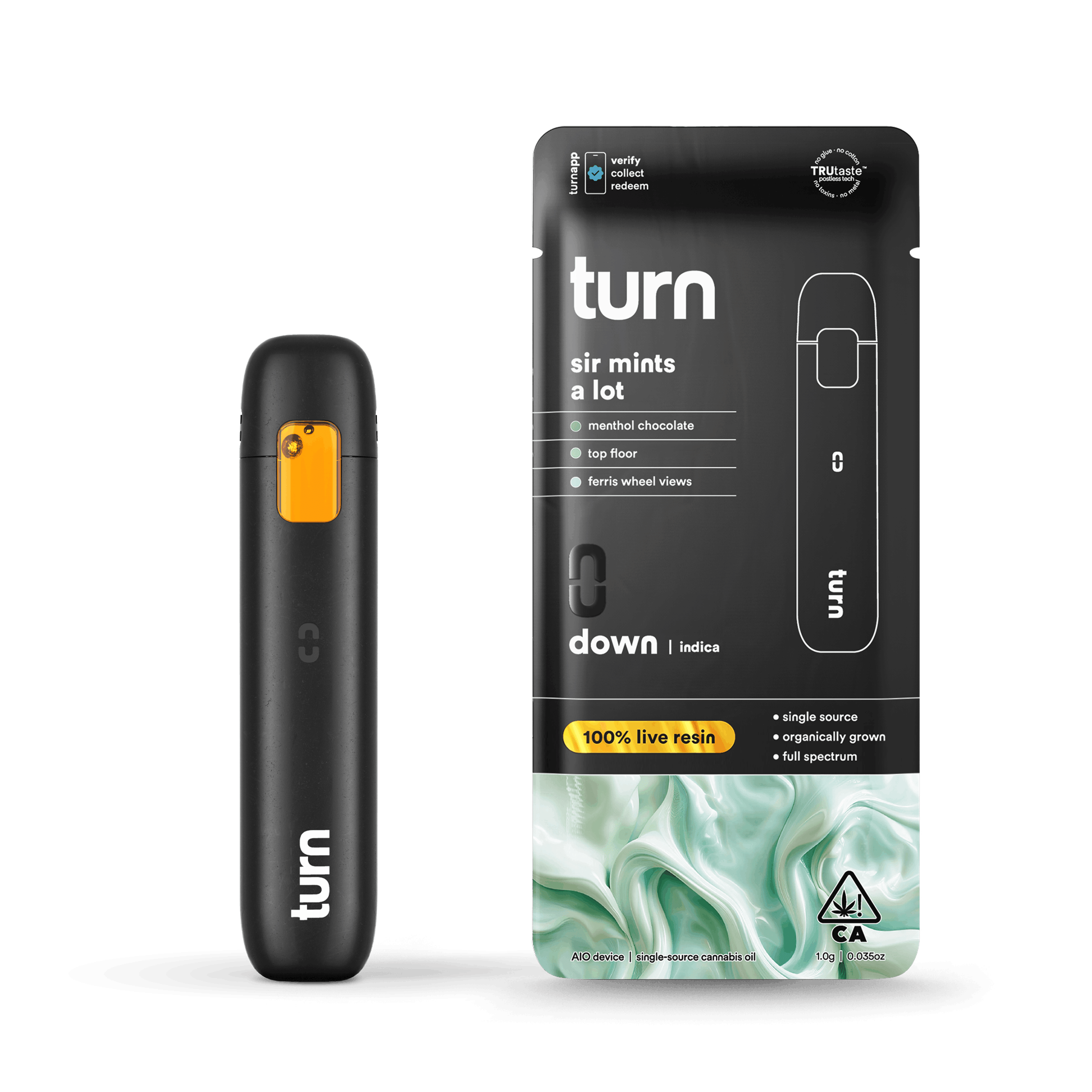 Sir Mints A Lot 1g Live Resin AIO Vape - turn - - $41 - Ready To Use Vapes