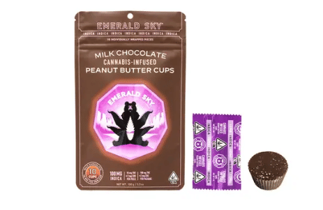 Indica Milk Chocolate Peanut Butter Cups 100mg - Emerald Sky - PB Cups - $16 - Edible
