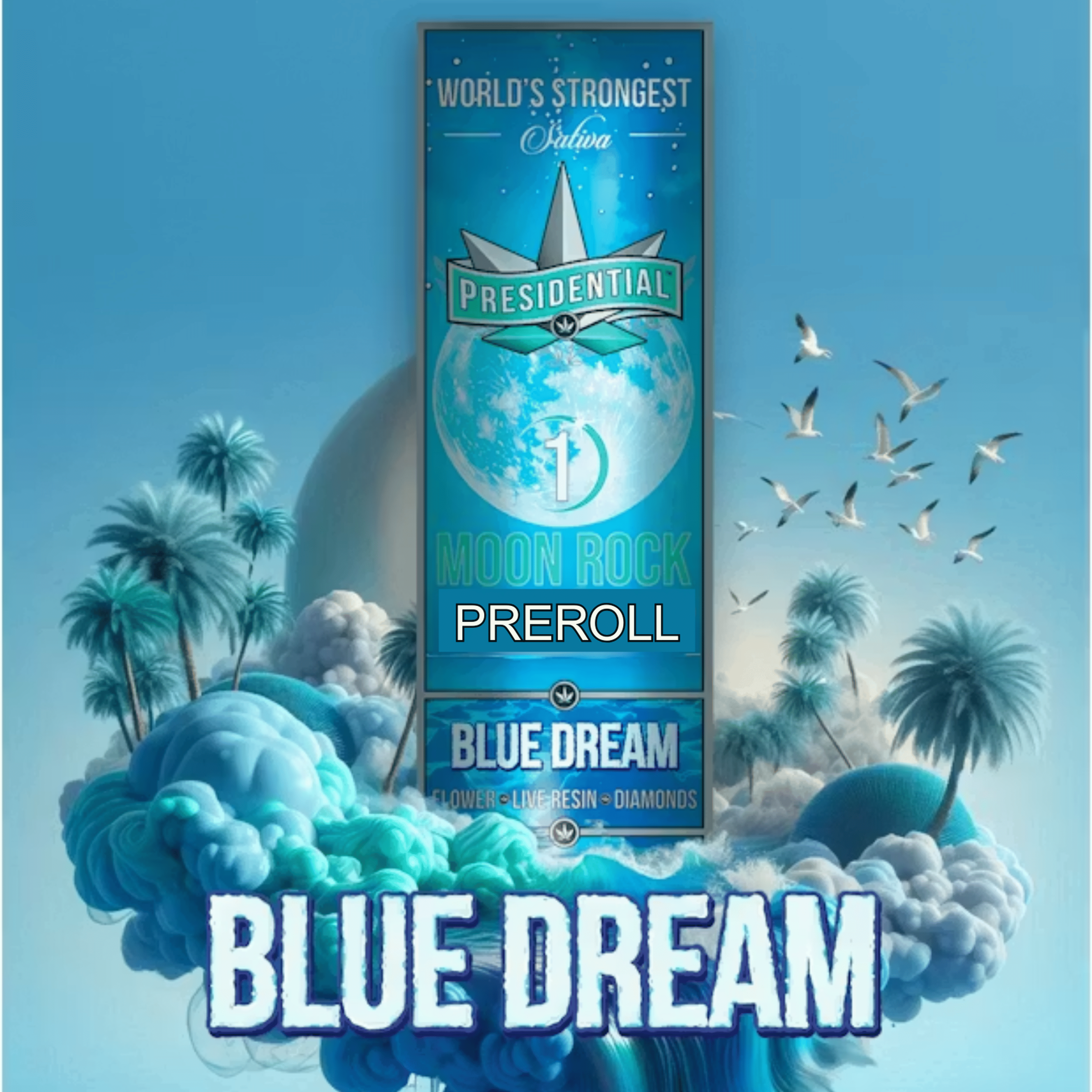 Blue Dream Moon Rock Preroll 1g - Presidential - - $15.24 - Preroll