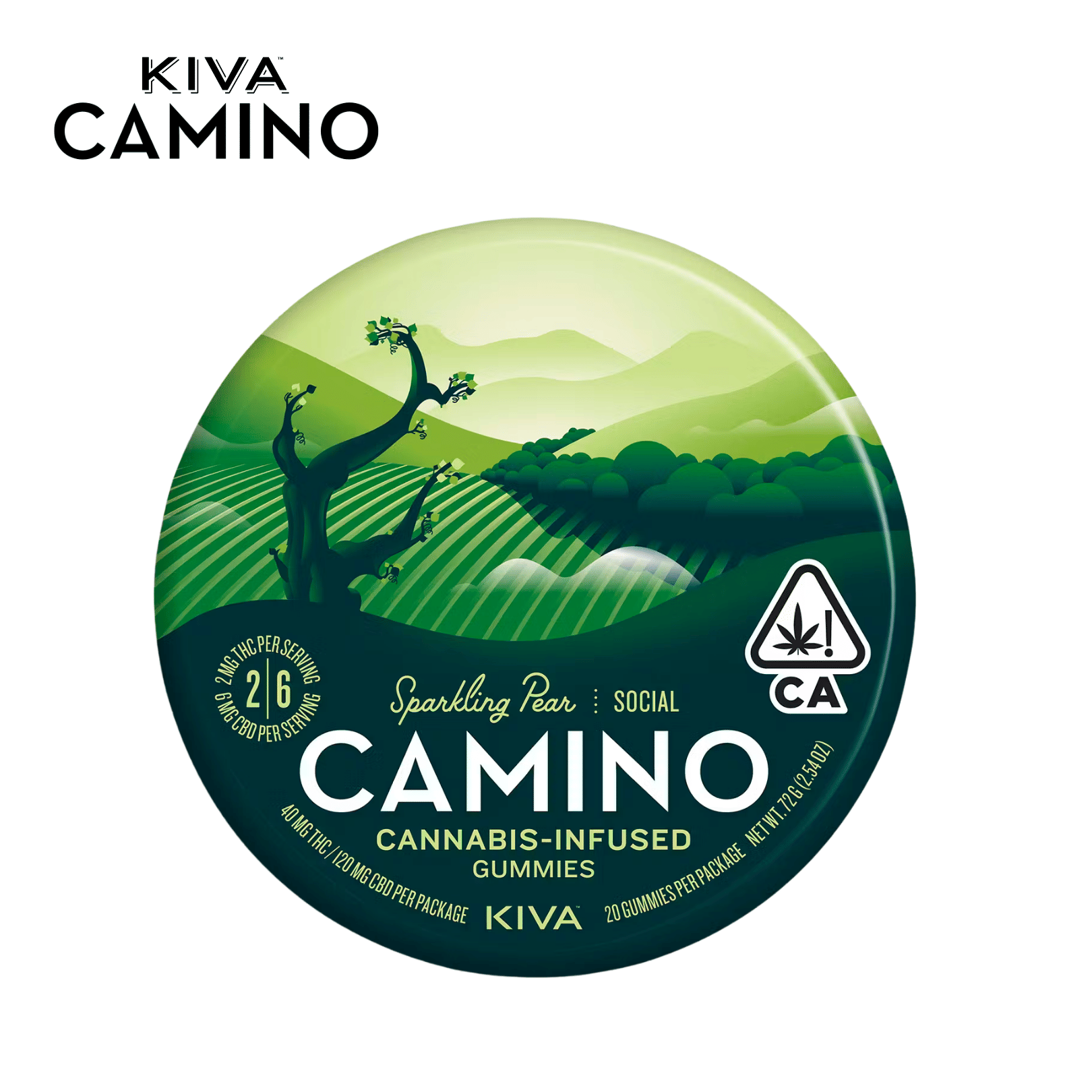 Camino - Sparkling Pear 'Social' - Gummies - 1:3 THC/CBD - Kiva -  - $19.99 - Edibles