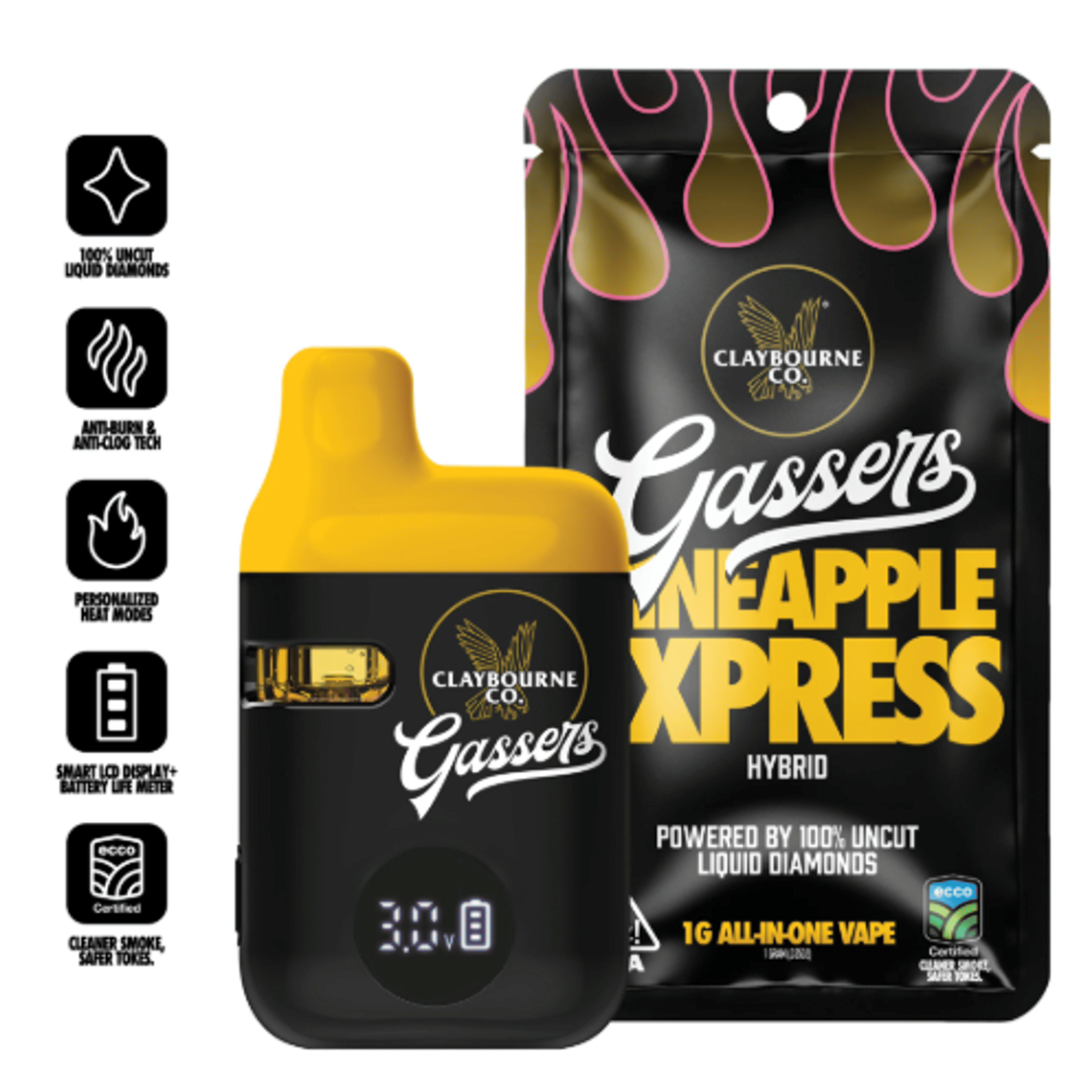 Claybourne Liquid Diamond AIO - Pineapple Express - 1G - Claybourne - AIO Diamonds - $29.99 - Disposable Vape Pens (All In One)