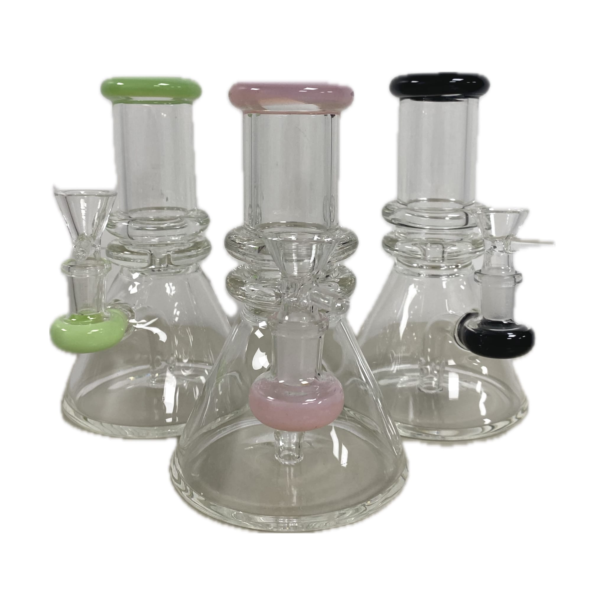 6.5" Small Beaker Bong with Colored Accents - 14mm - Glass and Accessories -  - $25 - Paraphernalia