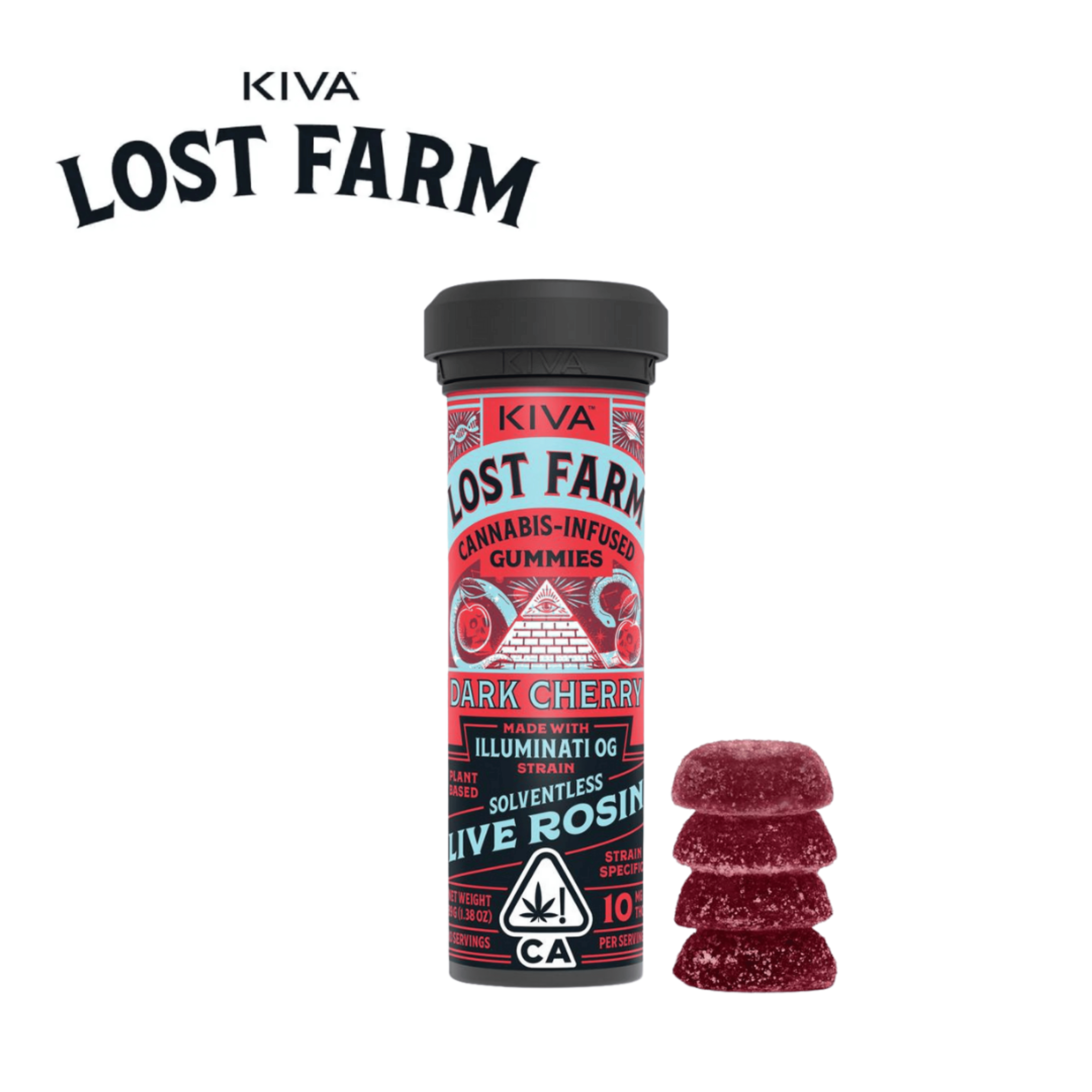 Lost Farm Gummies - Illuminati OG - Dark Cherry Live Rosin - 100mg - Kiva - - $19.99 - Edibles