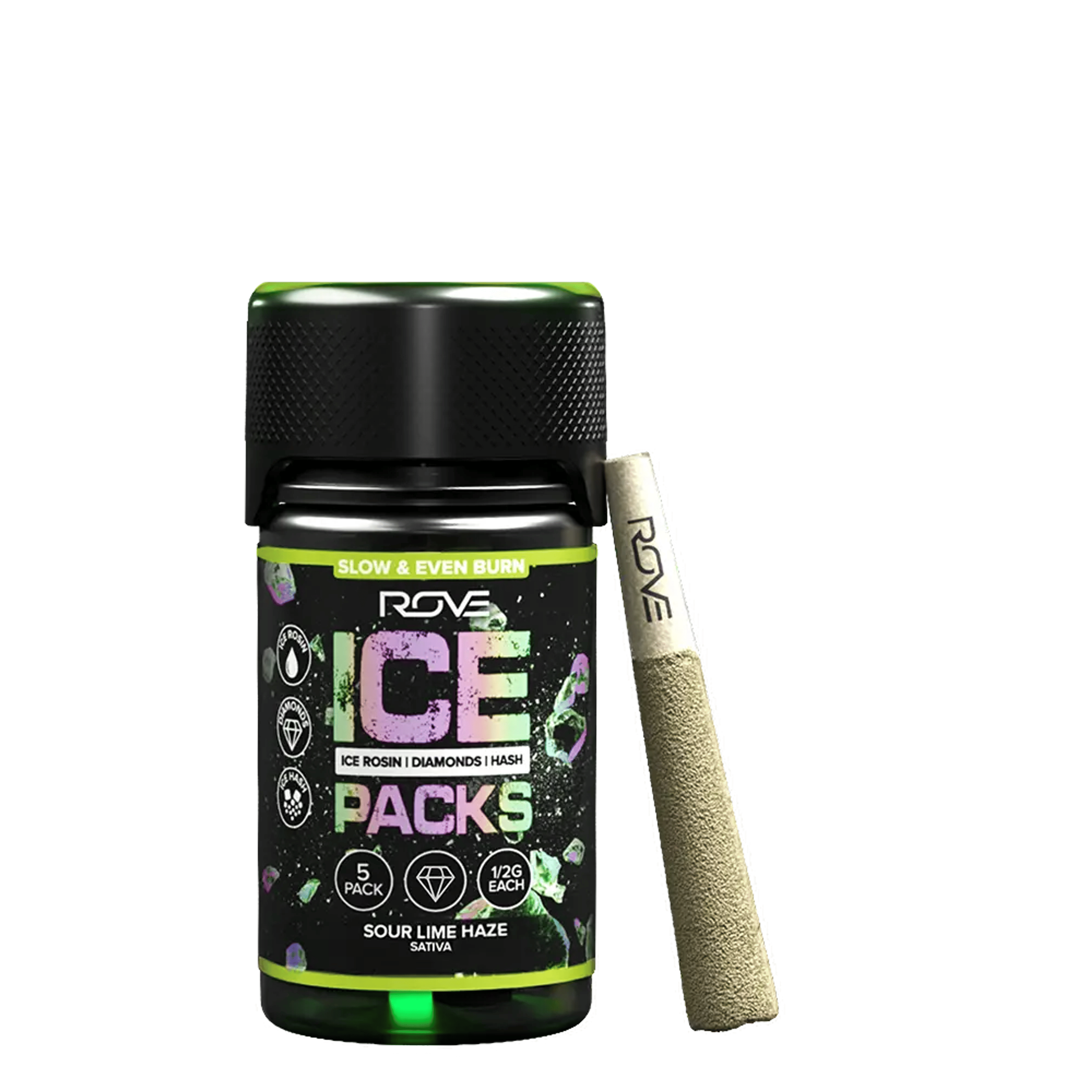 Sour Lime Haze Rosin Diamond Hash Infused Pre-Rolls (5Pk) (2.5G) - Rove - (5Pk) (2.5G) - $30 - Preroll