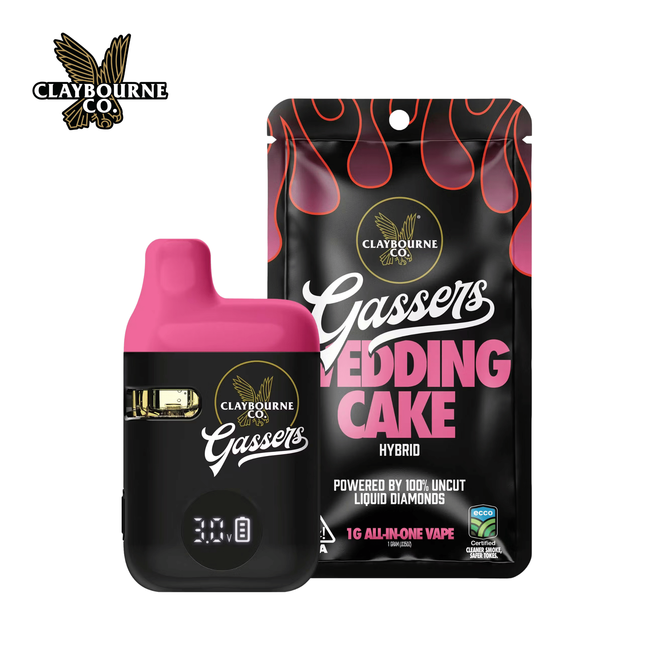 Claybourne Co - Wedding Cake - Gassers All-In-One Liquid Diamonds Vape - 1g - Claybourne Co. - Wedding Cake - $29.99 - Disposable Vapes