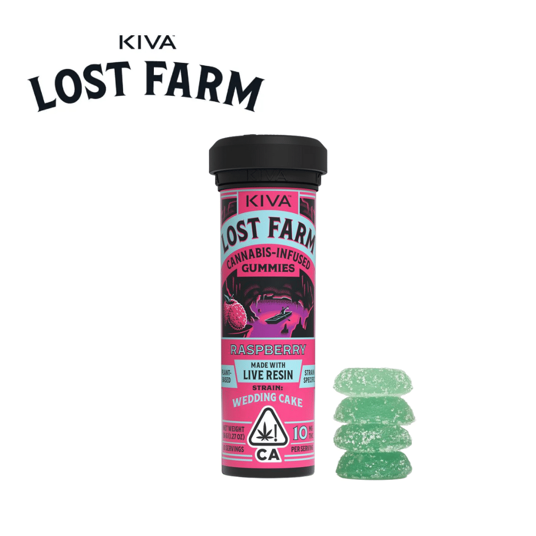 Lost Farm Gummies - Raspberry - Wedding Cake Live Resin- 100mg - Kiva -  - $19.99 - Edibles